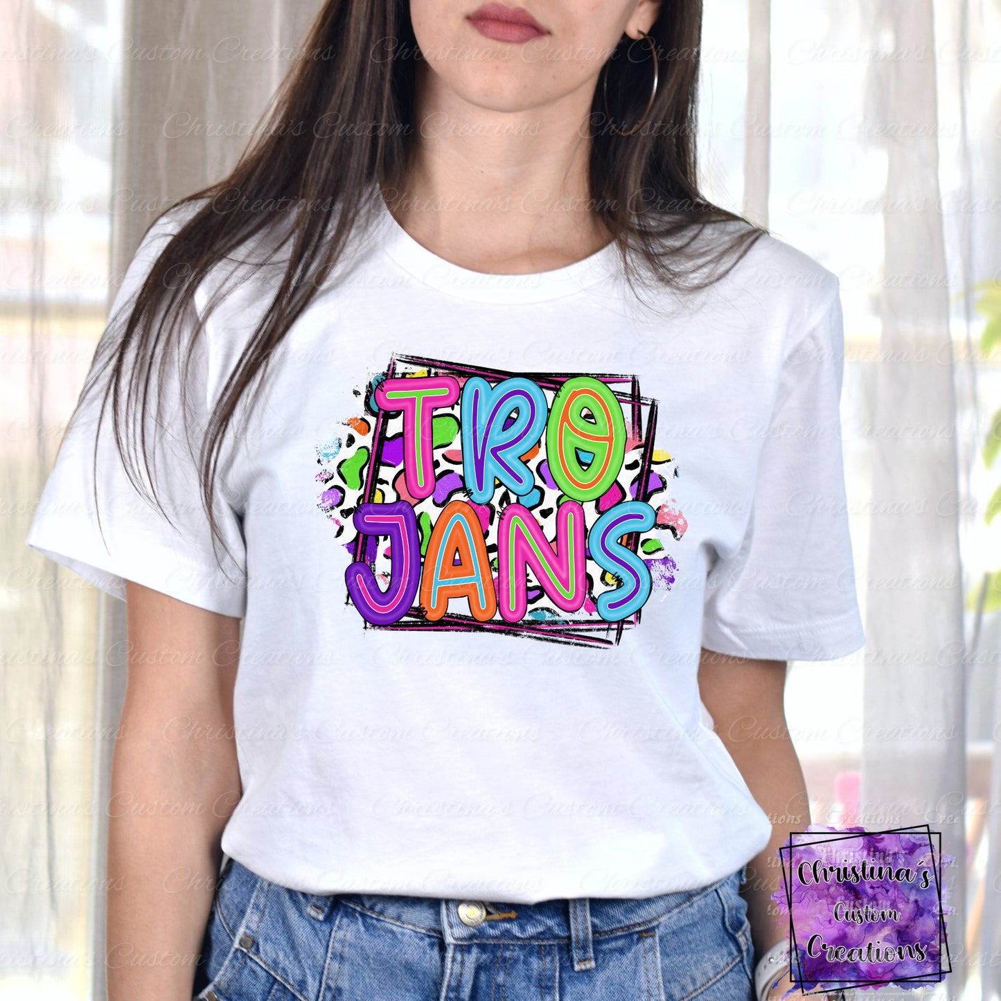 Neon Trojans DTF Transfer | Ready to Press Transfers | School Spirit Transfers | High Quality DTF Transfers | Fast Shipping