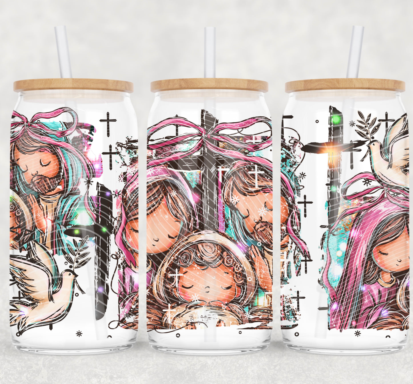 Baby Jesus UV DTF Libbey Transfer | Trendy Christmas Libbey Wrap | Ready to Transfer | High Quality | Waterproof UV Transfer