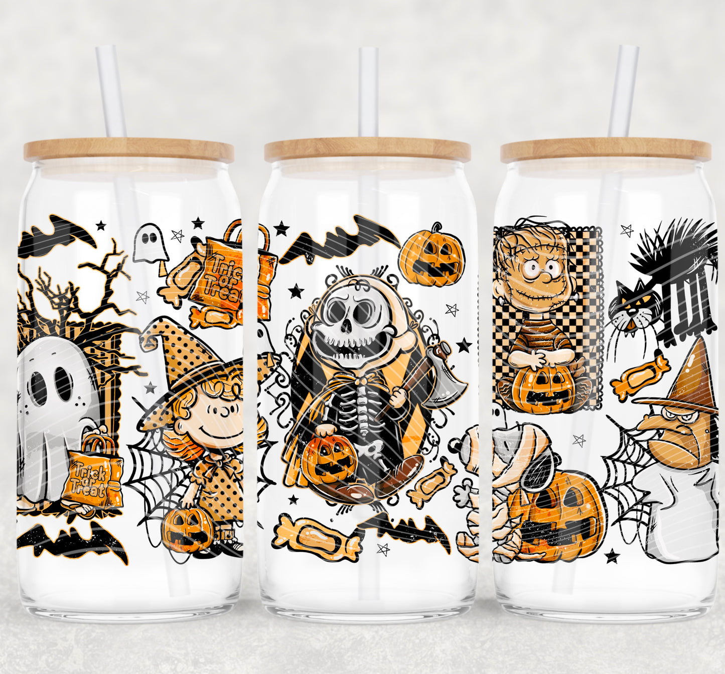 Halloween Charlie Orange UV DTF Libbey Transfer | Trendy Halloween Libbey Wrap | Ready to Transfer | High Quality | Waterproof UV Transfer