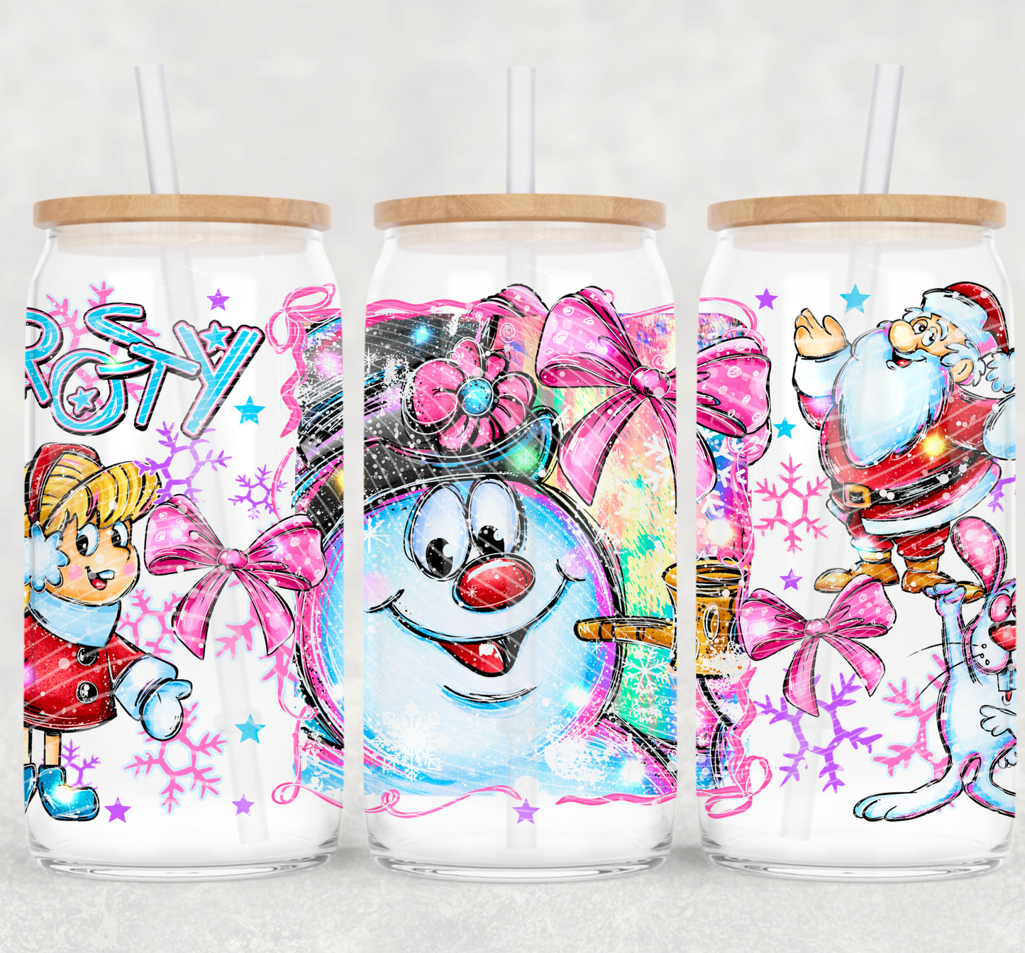 Christmas Snowman UV DTF Libbey Transfer | Trendy Christmas Libbey Wrap | Ready to Transfer | High Quality | Waterproof UV Transfer