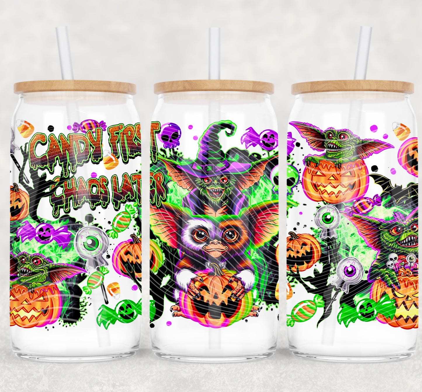 Candy First Chaos Later UV DTF Libbey Transfer | Trendy Halloween Libbey Wrap | Ready to Transfer | High Quality | Waterproof UV Transfer