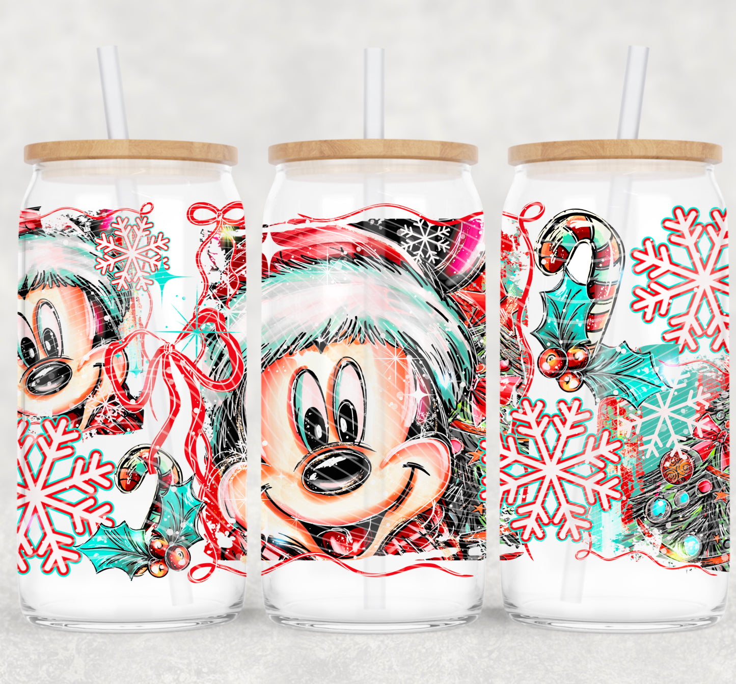 Christmas Mouse UV DTF Libbey Transfer | Trendy Christmas Libbey Wrap | Ready to Transfer | High Quality | Waterproof UV Transfer