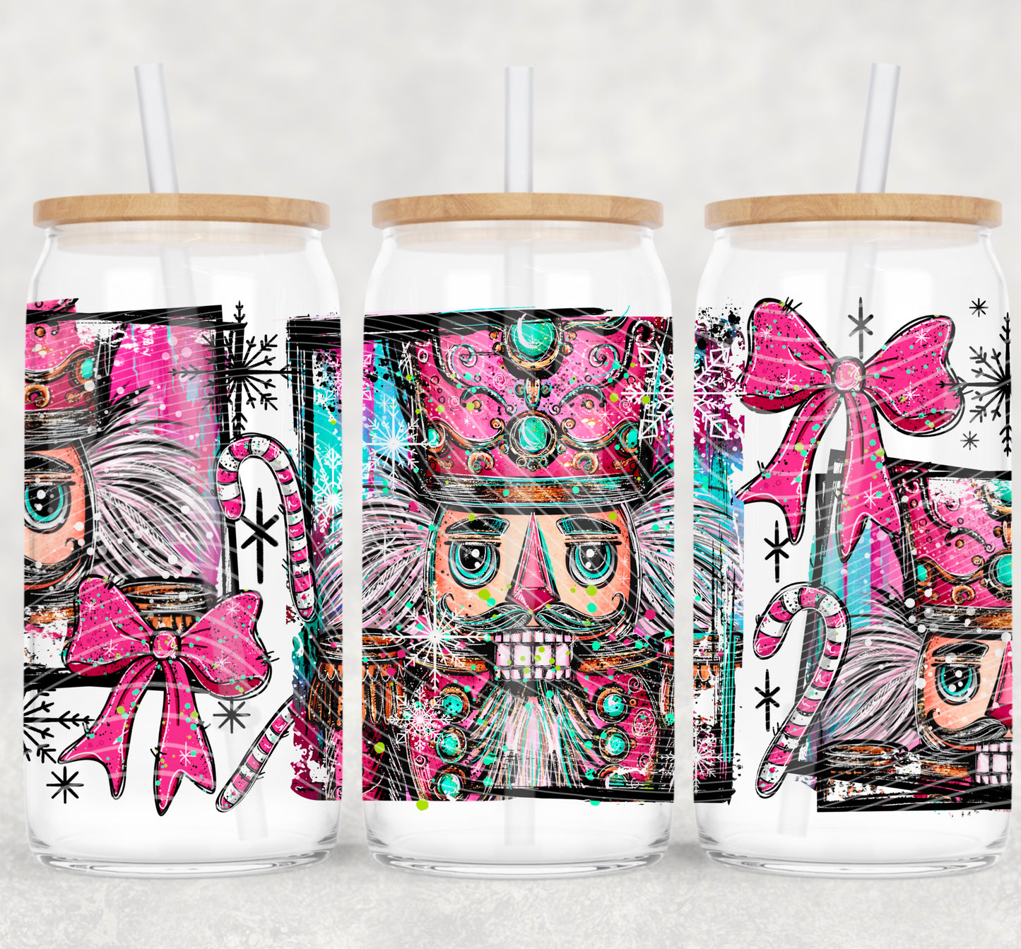 Nut Cracker Selfie UV DTF Libbey Transfer | Trendy Christmas Libbey Wrap | Ready to Transfer | High Quality | Waterproof UV Transfer