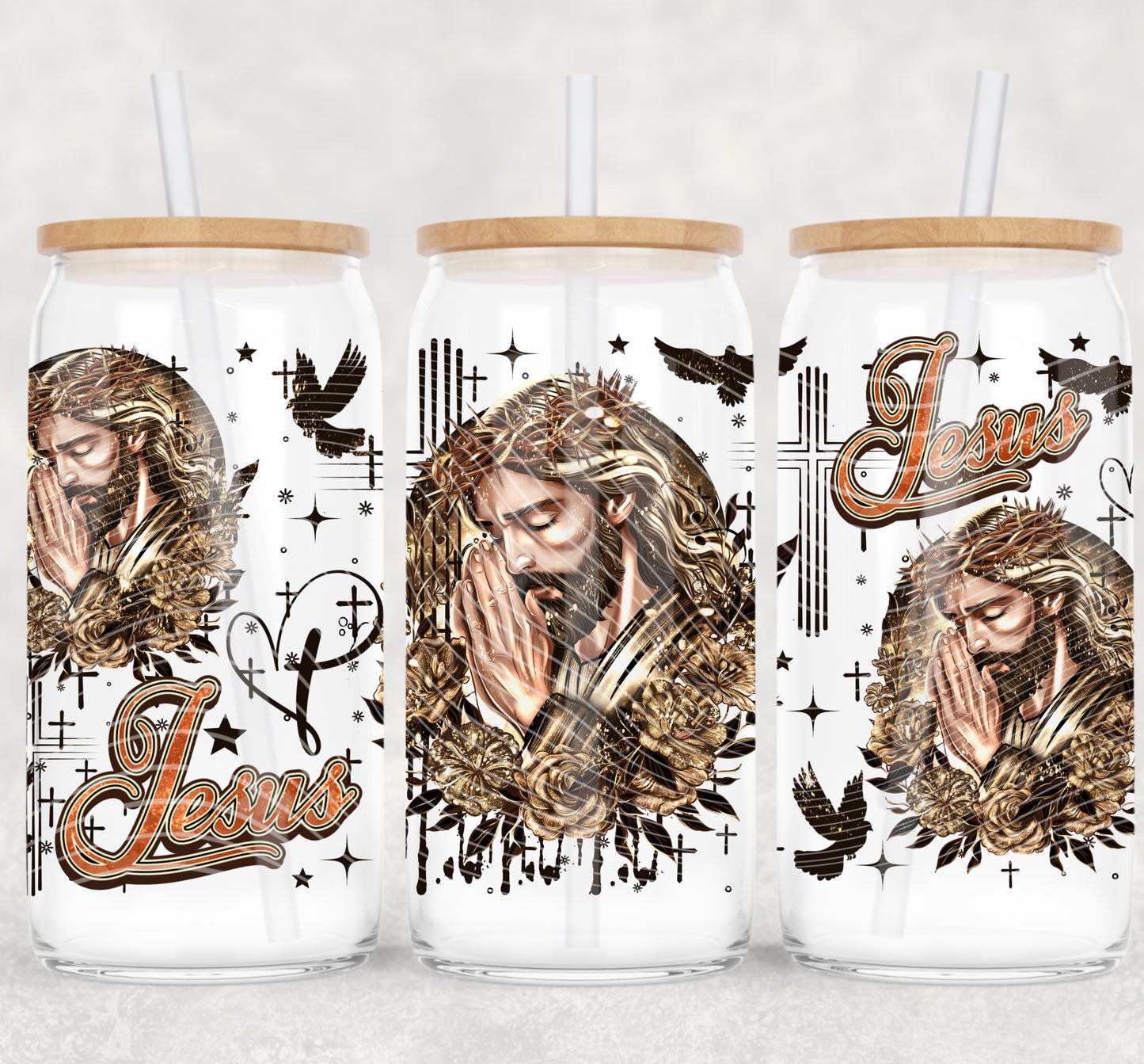 Jesus UV DTF Libbey Transfer | Trendy Religious Libbey Wrap | Ready to Transfer | High Quality | Waterproof UV Transfer