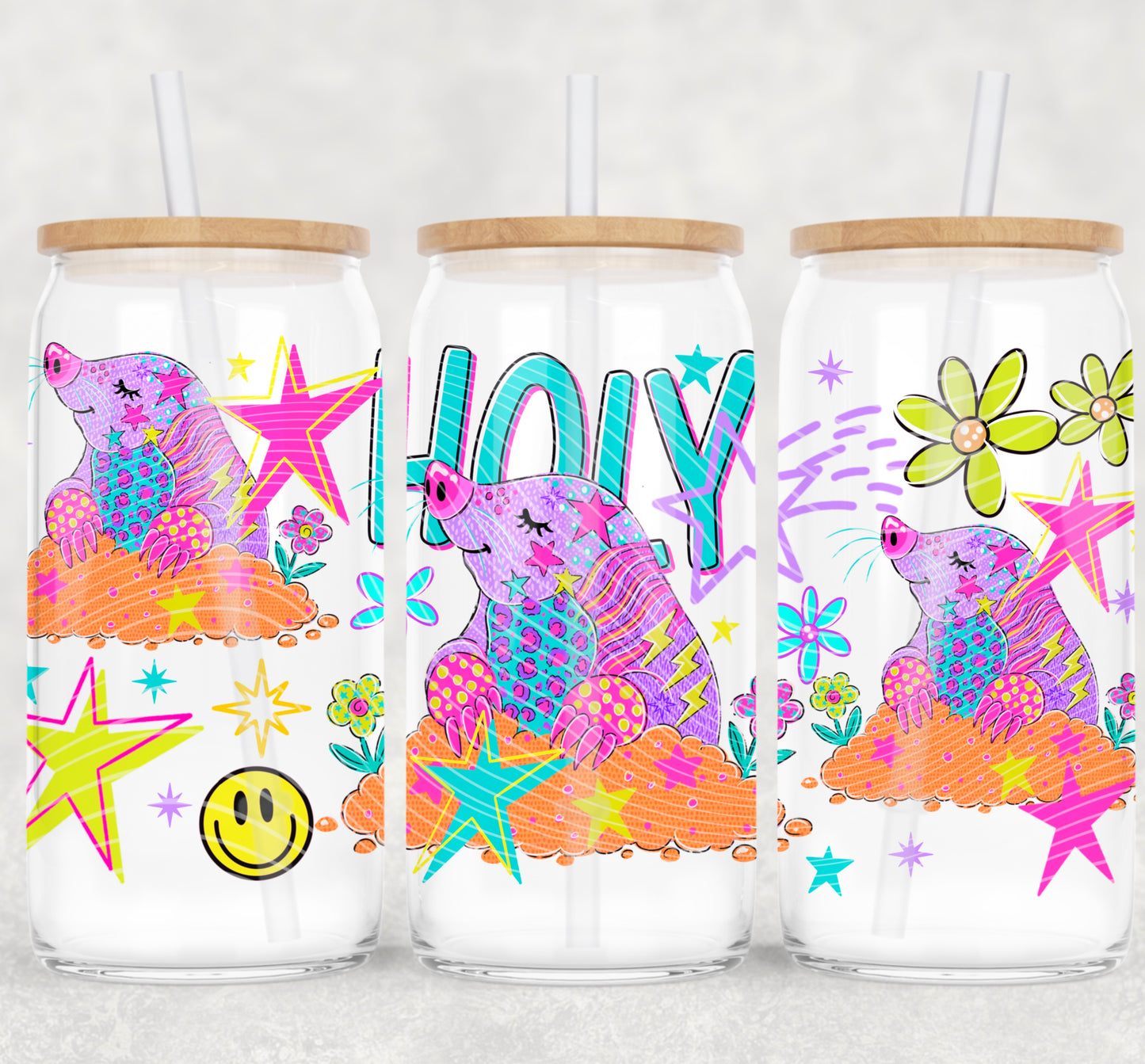 Holy Moly UV DTF Wrap | 16oz Libbey Cup Wrap | Cute Armadillo Glass Can Transfer | UV DTF Decal