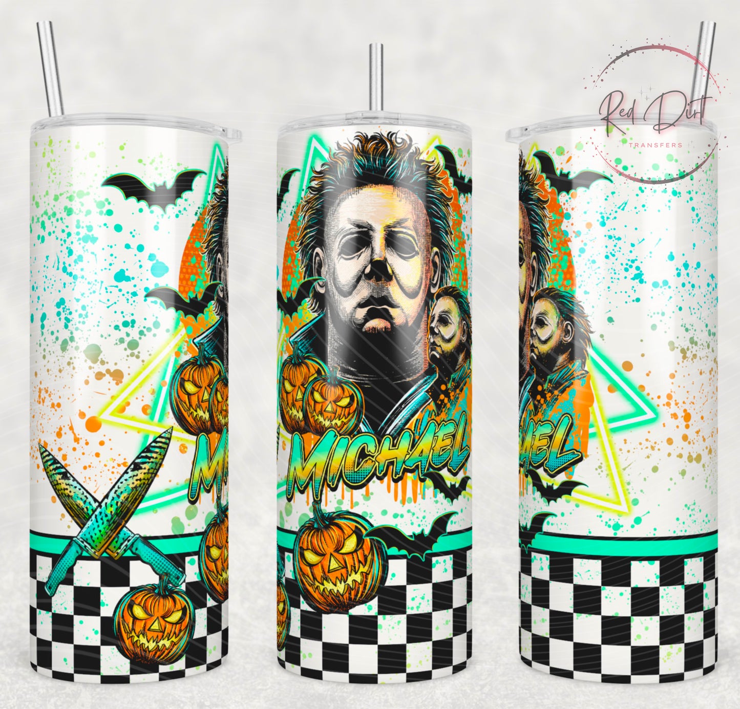 Michael Insulated Tumbler with Plastic Lid and Sealed Reusable Straw | Trendy Horror Characters Cup | Hot/Cold Tumbler