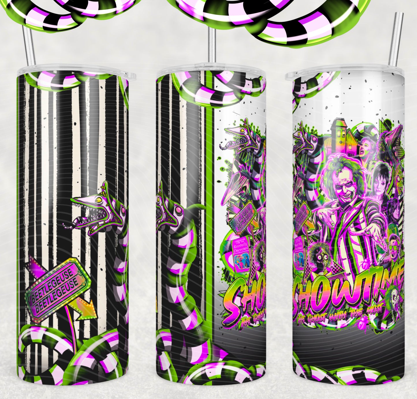 Showtime Insulated Tumbler with Plastic Lid and Sealed Reusable Straw | Trendy Halloween Cup | Hot/Cold Tumbler