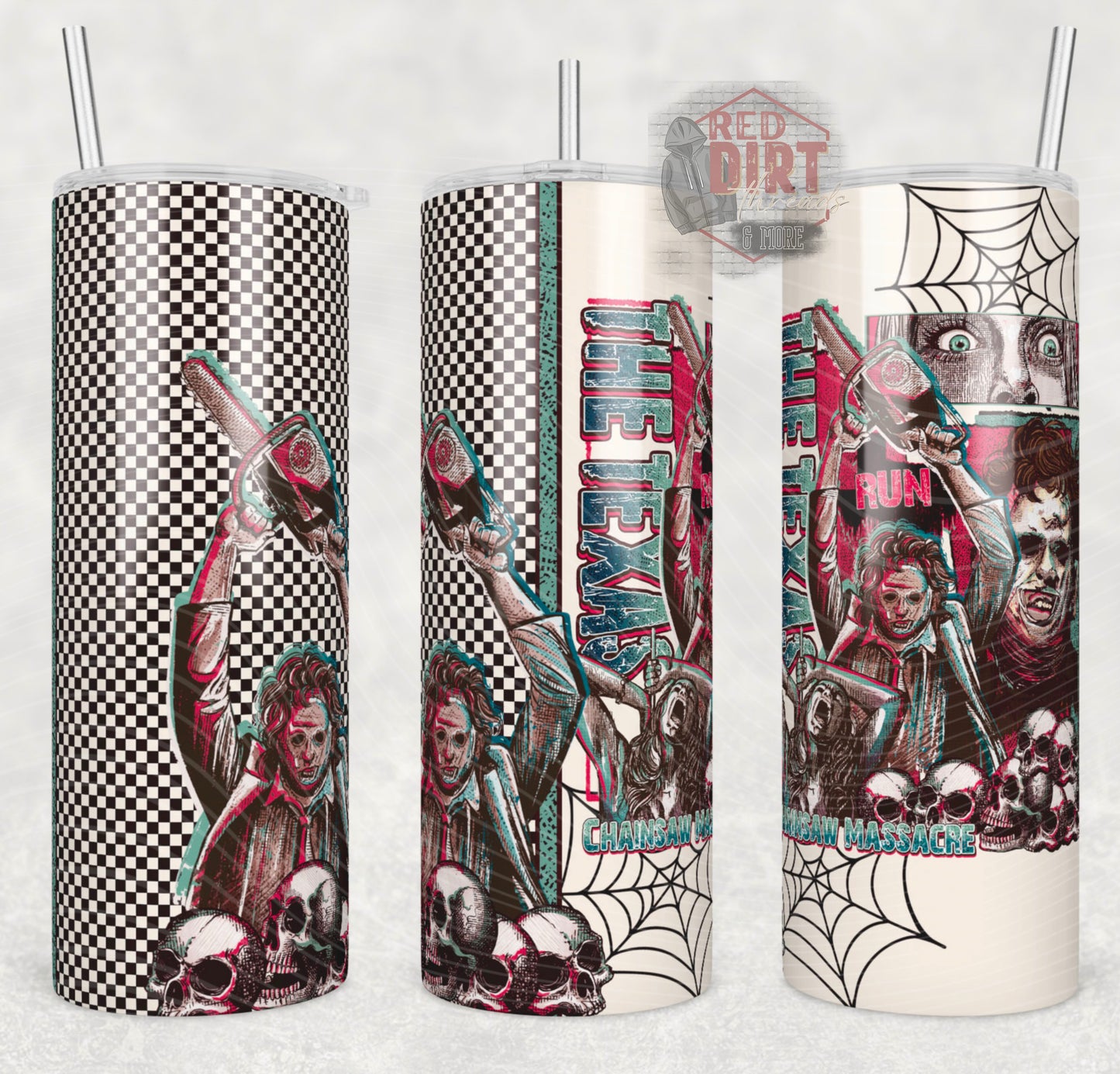 Vintage Texas Insulated Tumbler with Plastic Lid and Sealed Reusable Straw | Trendy Horror Movie Cup | Hot/Cold Tumbler