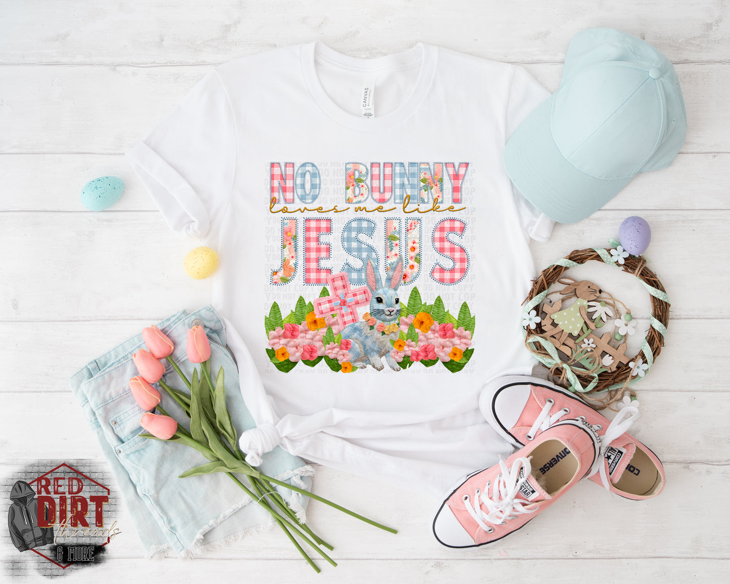 No Bunny Loves Me Like Jesus DTF Transfer | Trendy Easter Faux Embroidery DTF Transfer | Ready to Press | High Quality DTF Transfers | Fast Shipping