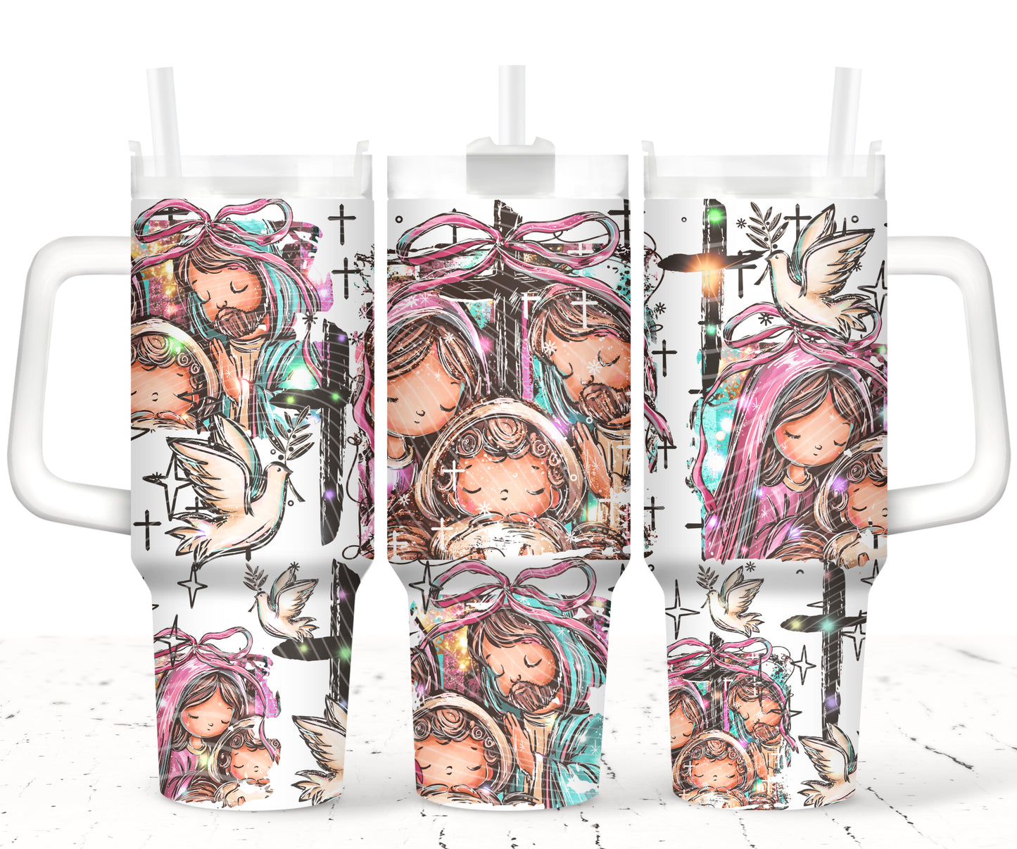 Baby Jesus UV DTF 40oz Tumbler Transfer | Trendy Christmas Tumbler Wrap | Ready to Transfer | High Quality | Waterproof UV Transfer