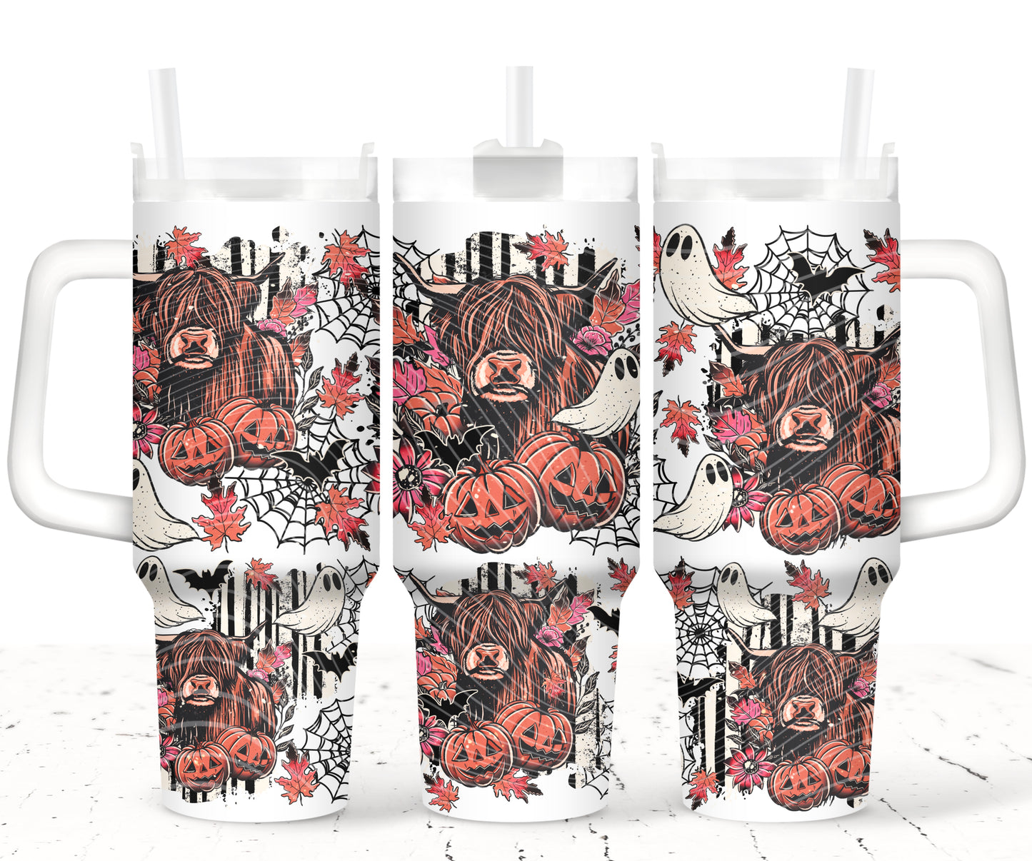 Spooky Cow UV DTF 40oz Tumbler Transfer | Trendy Halloween Tumbler Wrap | Ready to Transfer | High Quality | Waterproof UV Transfer
