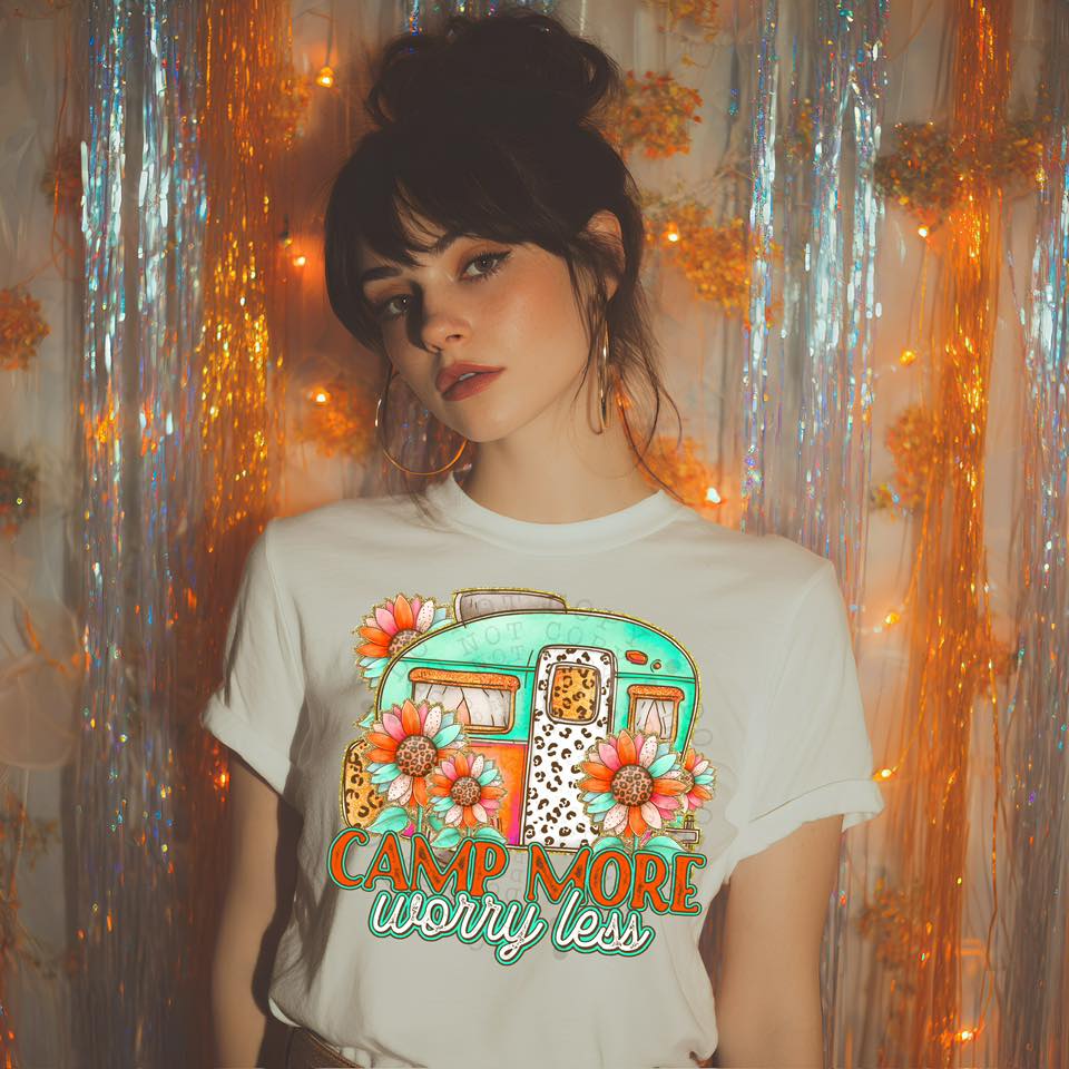 Camp More Worry Less DTF Transfer | Trendy Camping DTF Transfer | High Quality Image Transfers | Ready to Press | Instant Peel