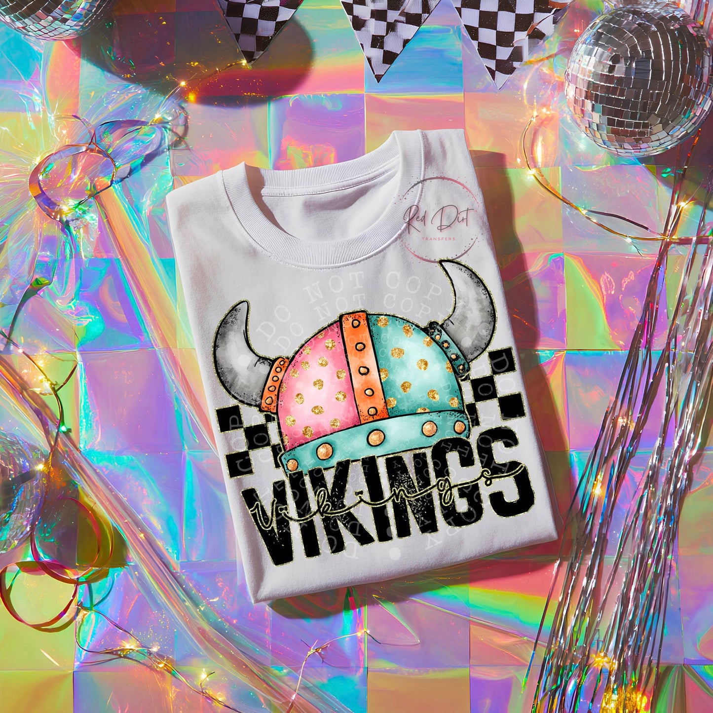 Colorful Vikings DTF Transfer | Trendy School Spirit DTF Transfer | High Quality Image Transfers | Ready to Press | Instant Peel