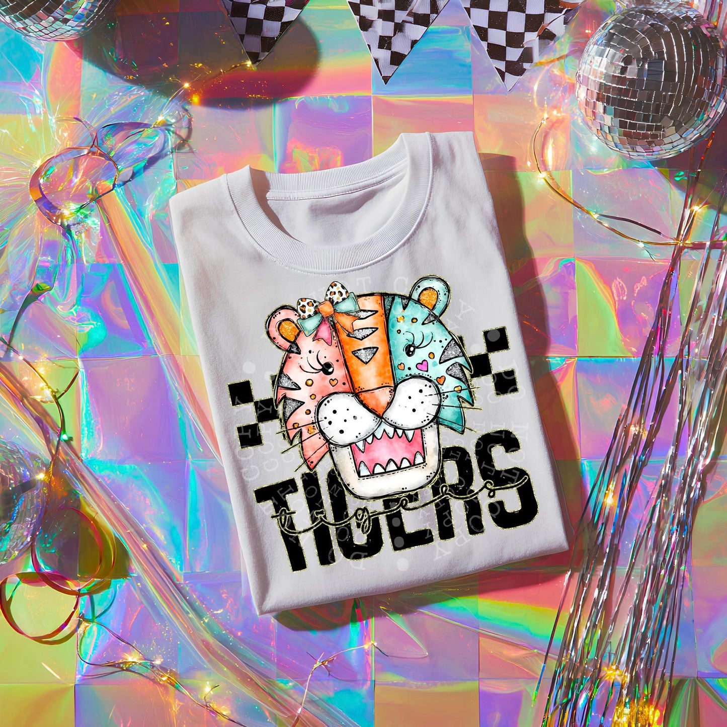 Colorful Tigers DTF Transfer | Trendy School Spirit DTF Transfer | High Quality Image Transfers | Ready to Press | Instant Peel