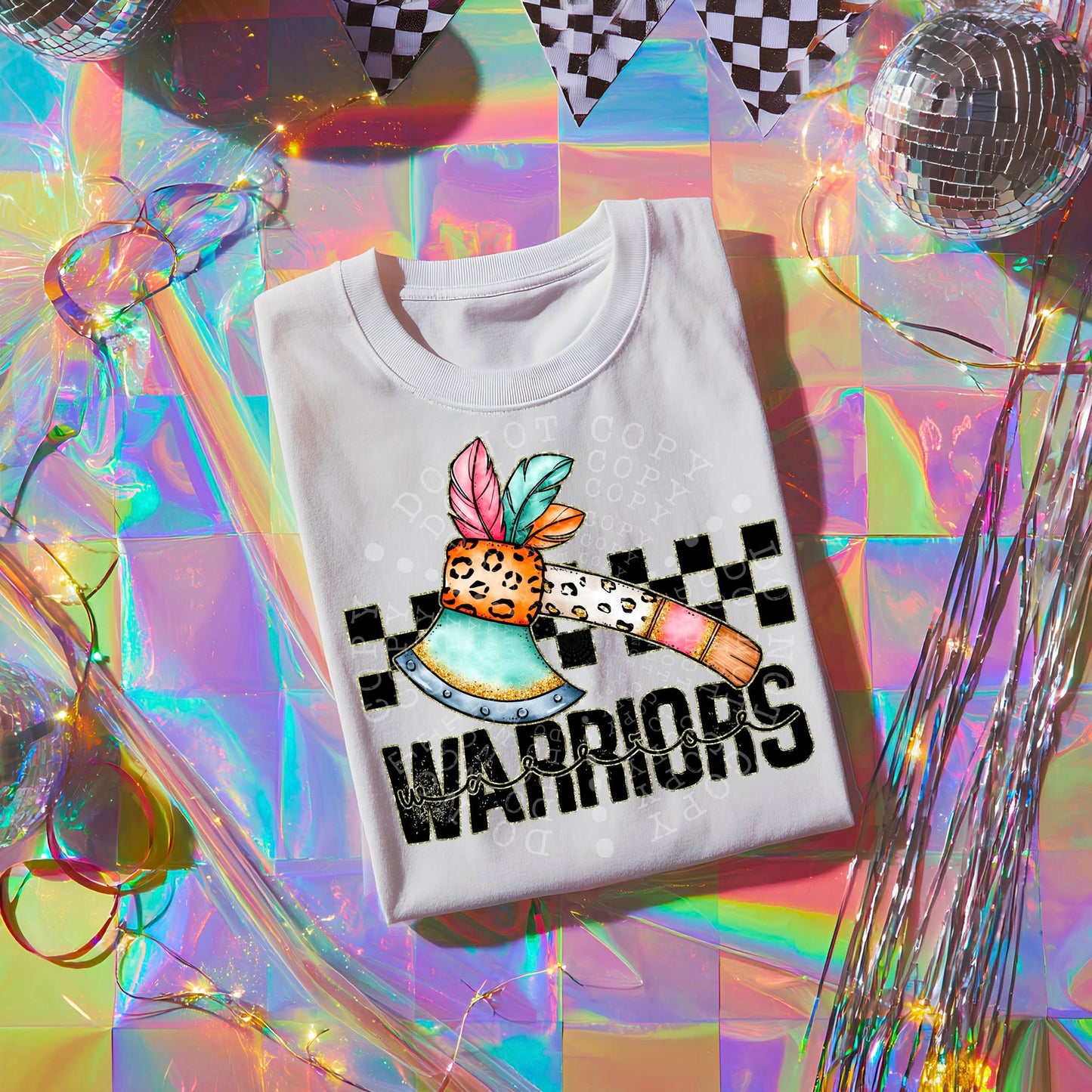 Colorful Warriors DTF Transfer | Trendy School Spirit DTF Transfer | High Quality Image Transfers | Ready to Press | Instant Peel