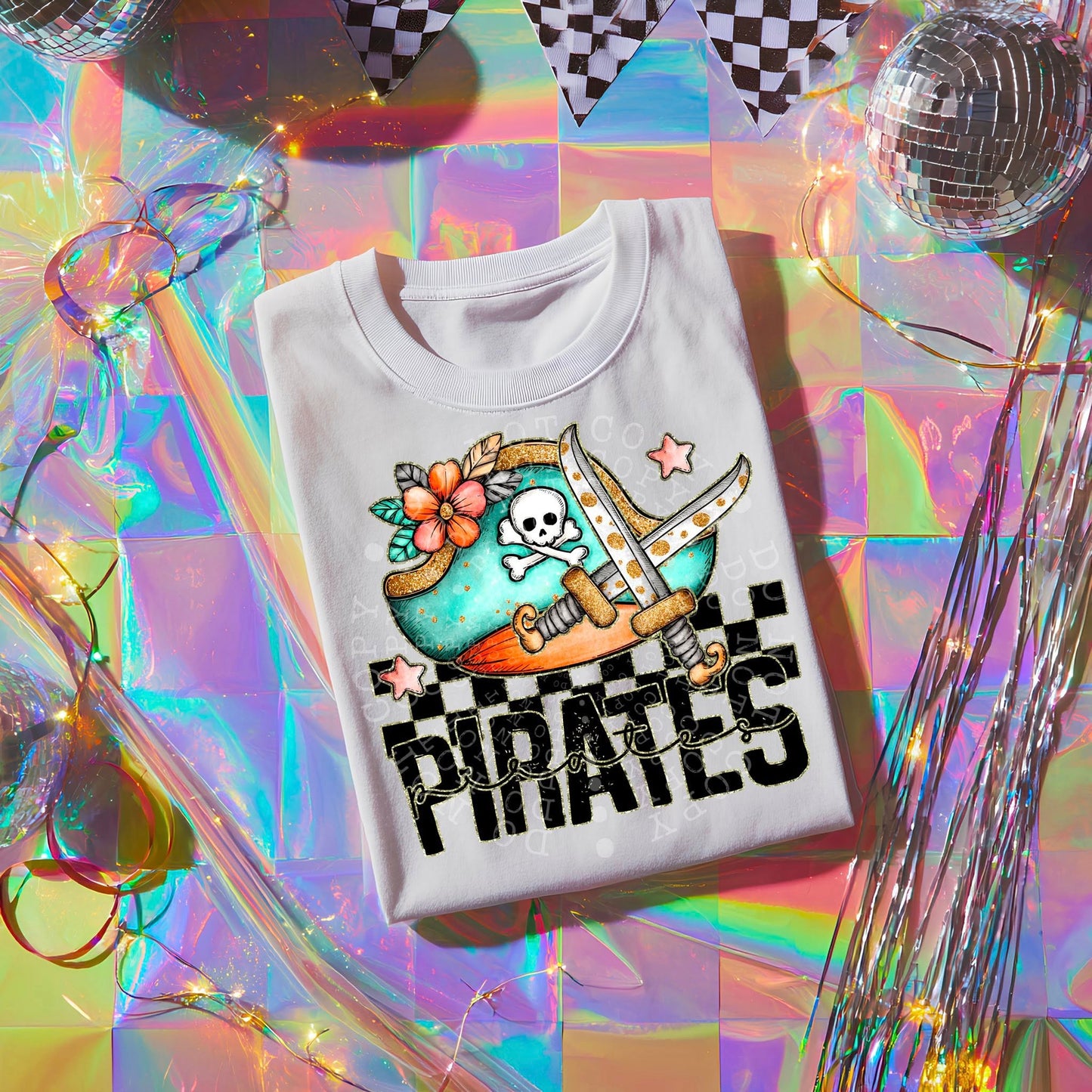 Colorful Pirates DTF Transfer | Trendy School Spirit DTF Transfer | High Quality Image Transfers | Ready to Press | Instant Peel