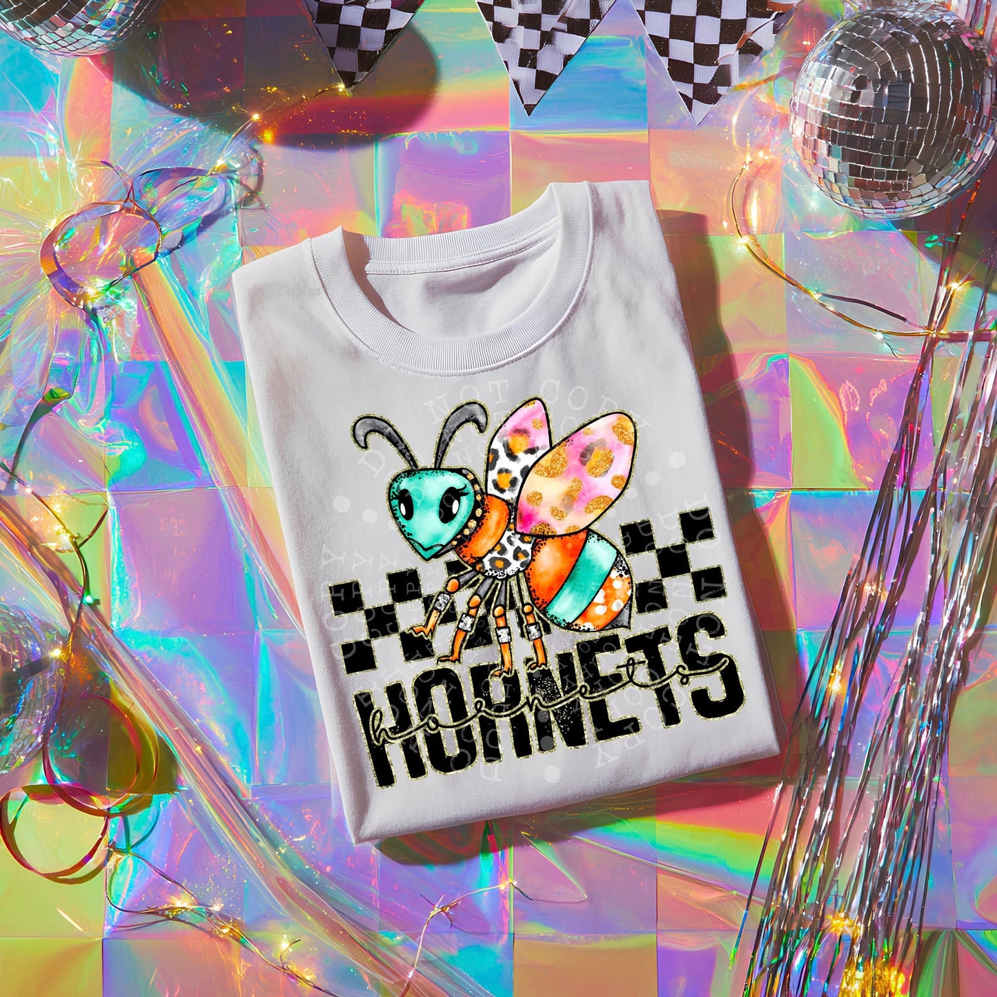Colorful Hornets DTF Transfer | Trendy School Spirit DTF Transfer | High Quality Image Transfers | Ready to Press | Instant Peel