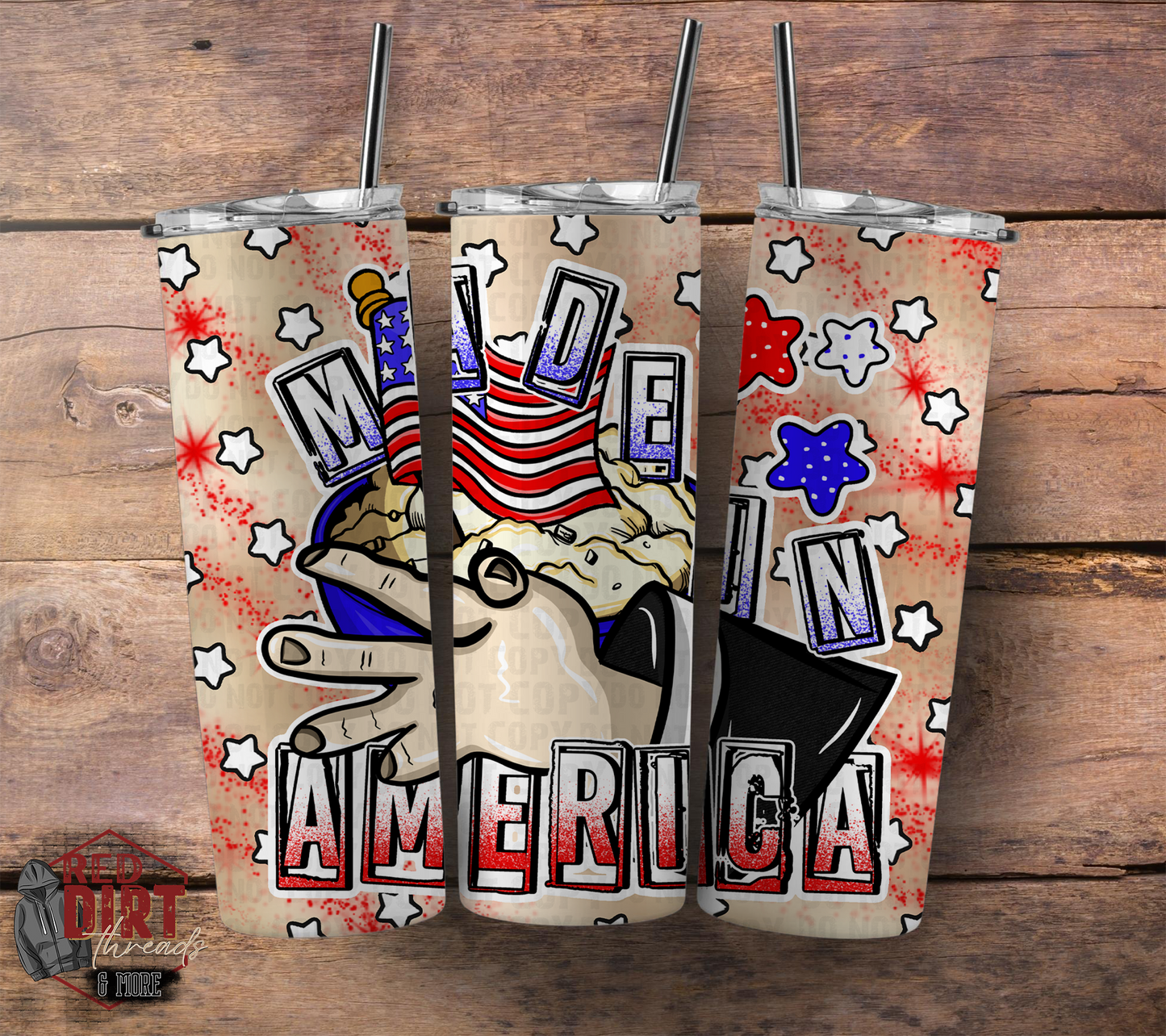 Made in America Insulated Tumbler with Plastic Lid and Sealed Reusable Straw | Trendy Fourth of July Cup | Hot/Cold Tumbler