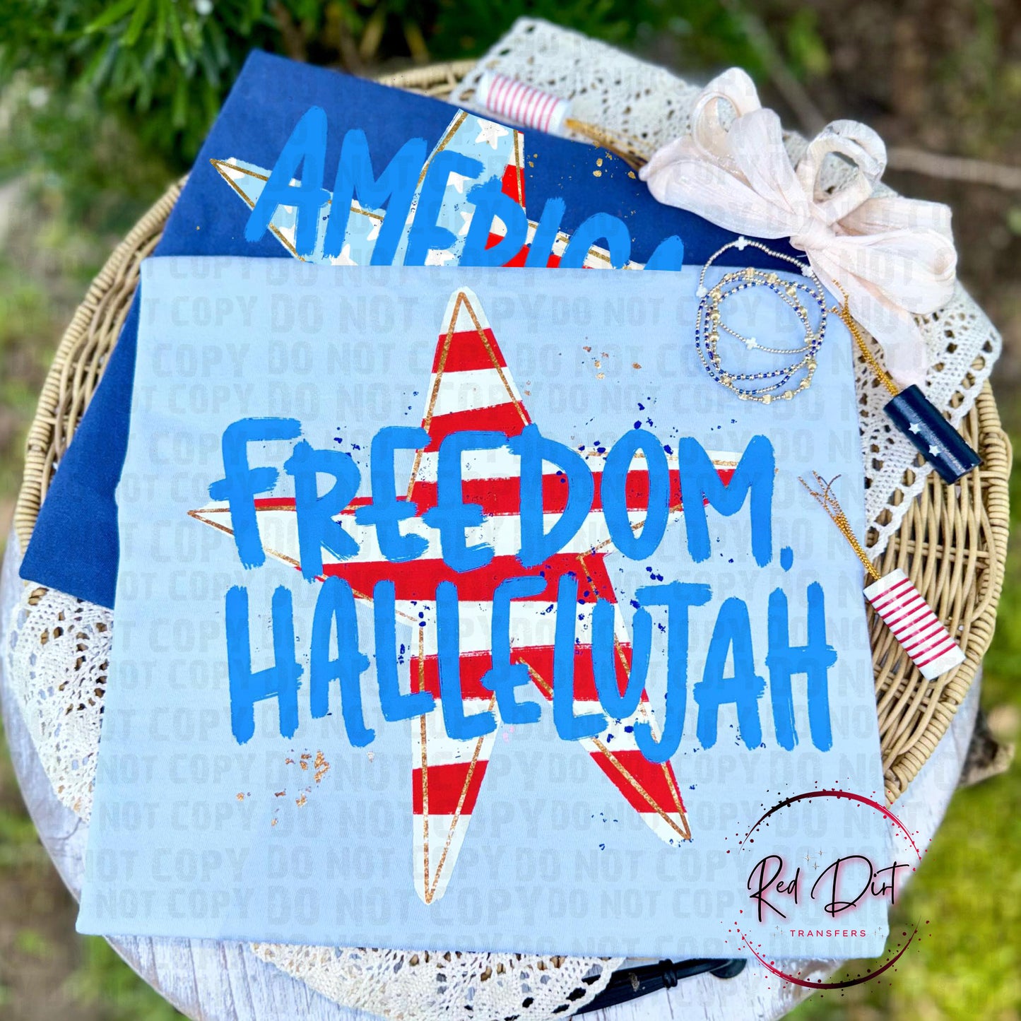 Freedom Hallelujah DTF Transfer | Patriotic Retro Heat Transfer | 4th of July Shirt Transfer | Americana Ready to Press Transfer