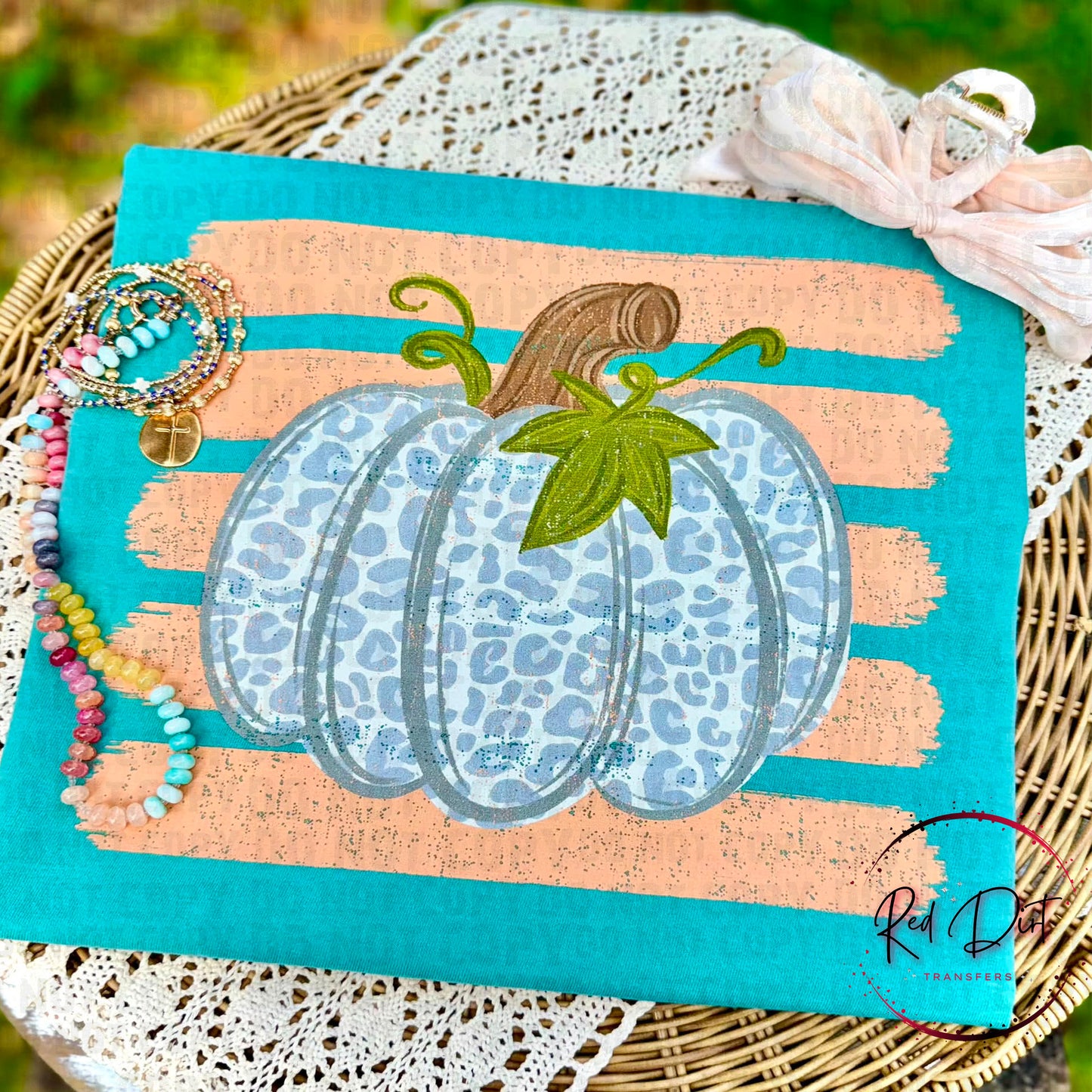 Blue Leopard Pumpkin DTF Transfer | Fall Pumpkin Heat Transfer | Cute Autumn Ready to Press Shirt Transfer | Leopard Print Pumpkin