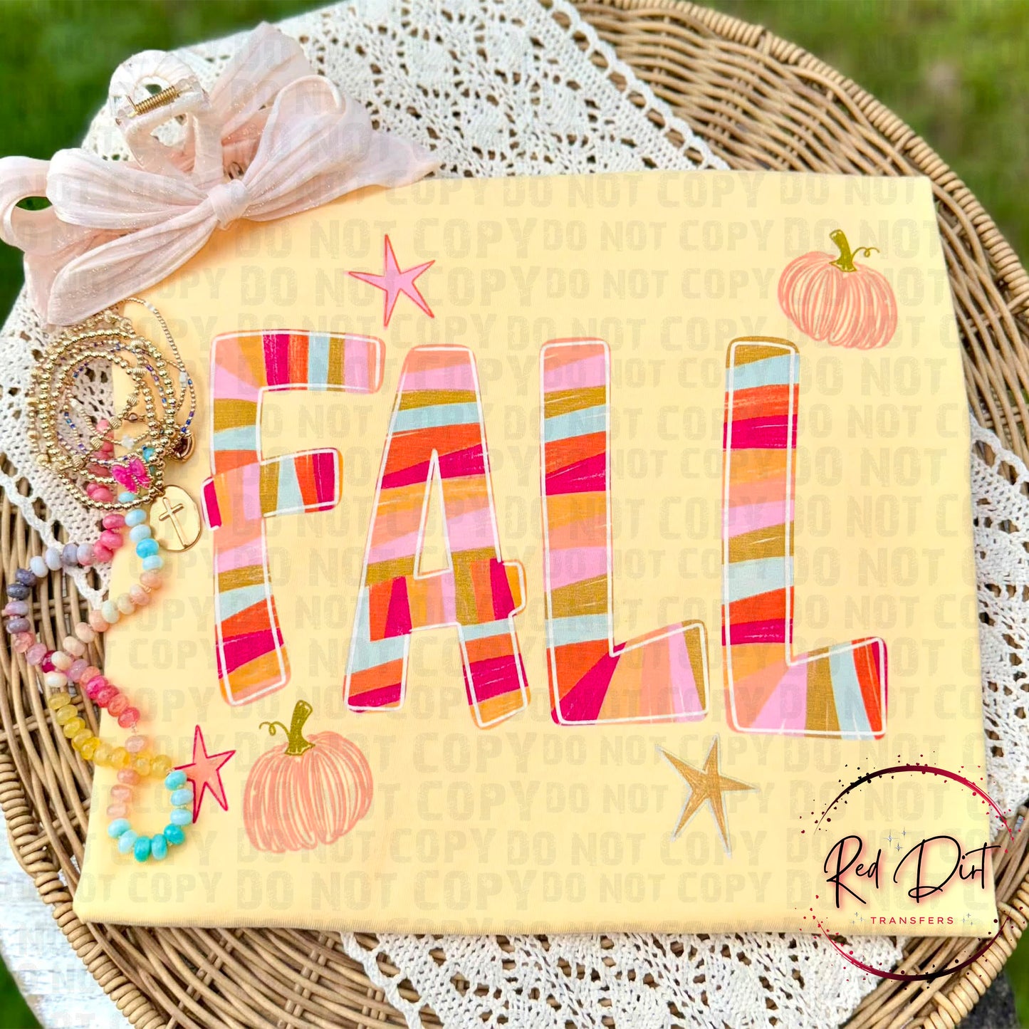 Fall Retro Stripe DTF Transfer | Colorful Fall Heat Transfer | Autumn Ready to Press Shirt Transfer | Cute Pumpkin Fall Design