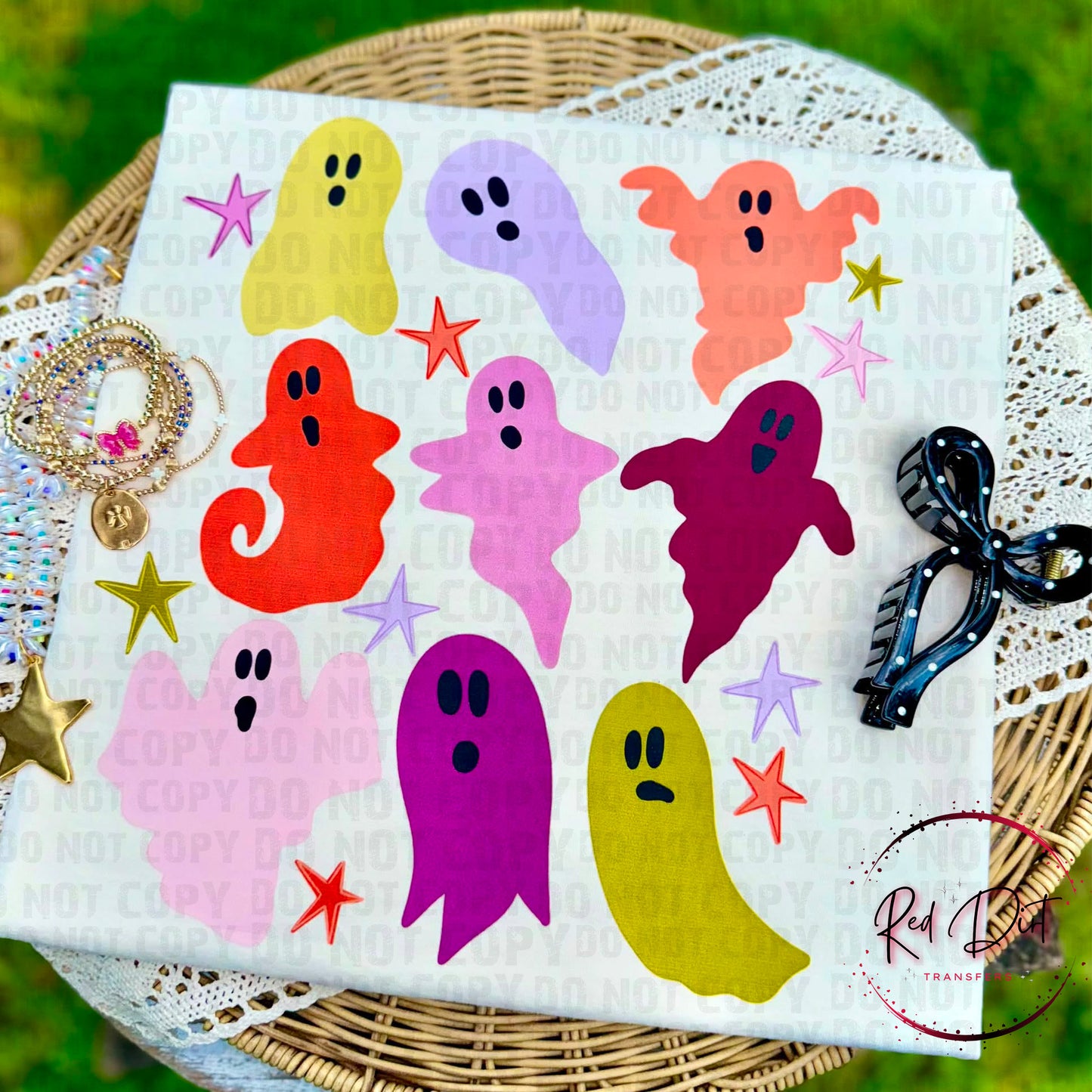 Cute Colorful Ghosts DTF Transfer | Halloween Ghost Heat Transfer | Spooky Cute Ready to Press Shirt Transfer | Pastel Ghost Design