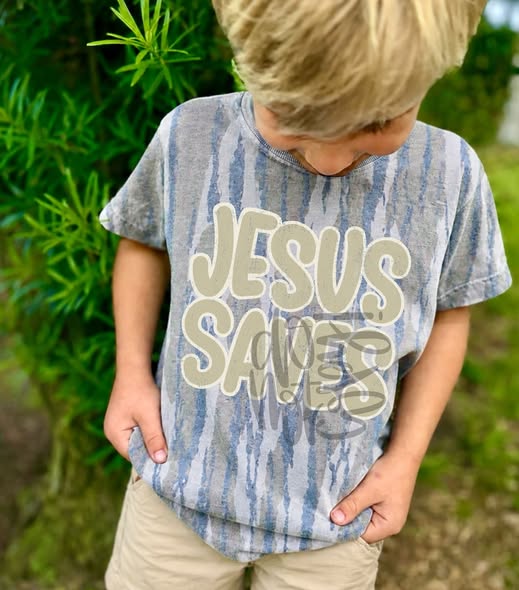 Jesus Saves DTF Transfer | Christian Kids Heat Transfer | Faith Ready to Press Transfer | Religious Shirt Design | Bible Tee