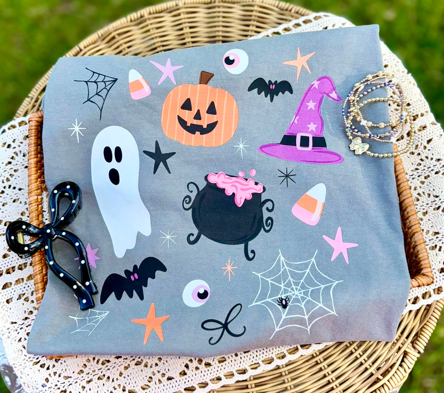 Halloween DTF Transfer, Halloween Pattern Transfer, Ghost Pumpkin Bat Witch Hat, Spooky Shirt Transfer, Halloween Shirt Design