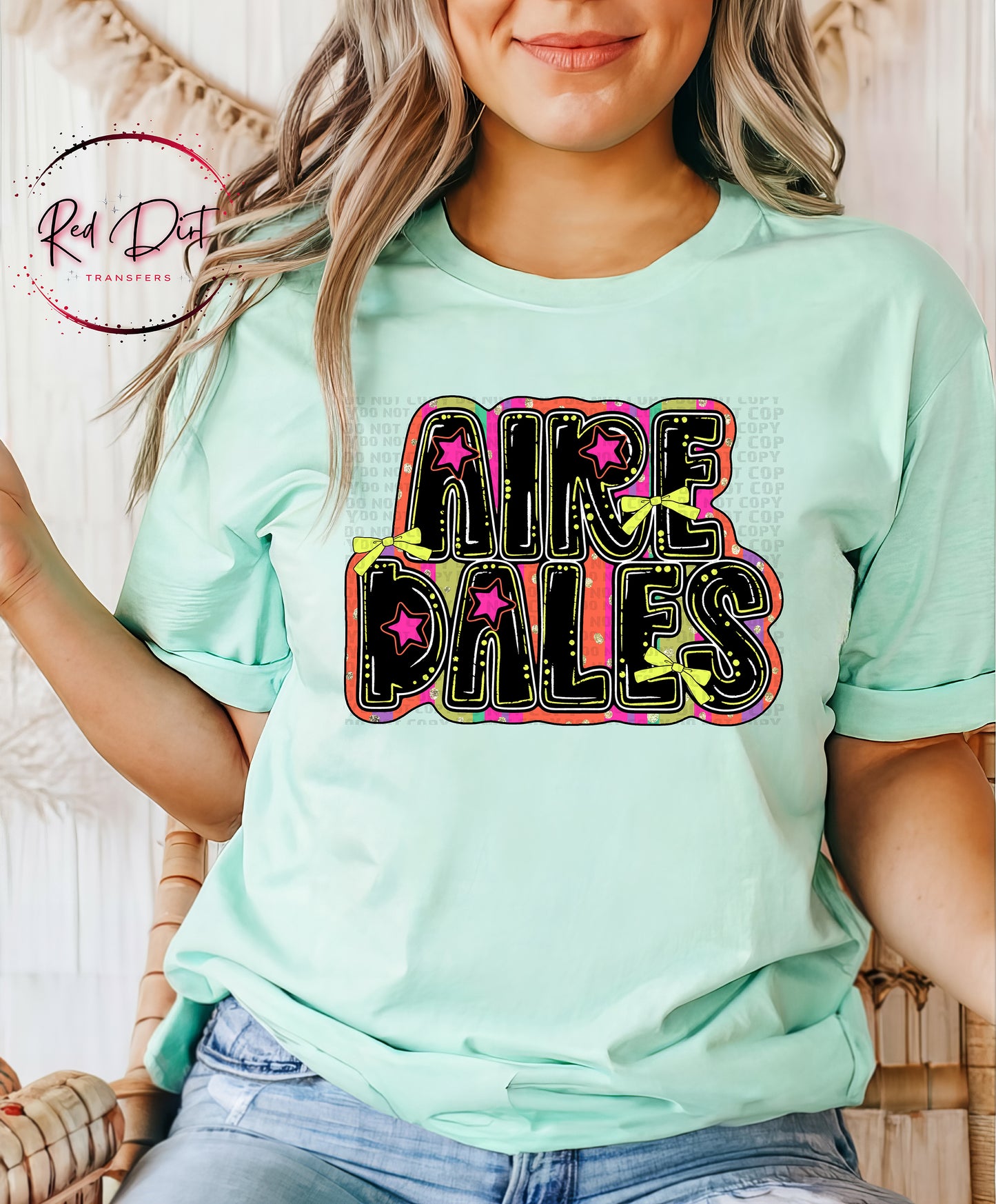 Airedales DTF Transfer, Retro Mascot Heat Transfer, School Spirit Transfer, Team Mascot Iron On Transfer, DIY Shirt Transfer