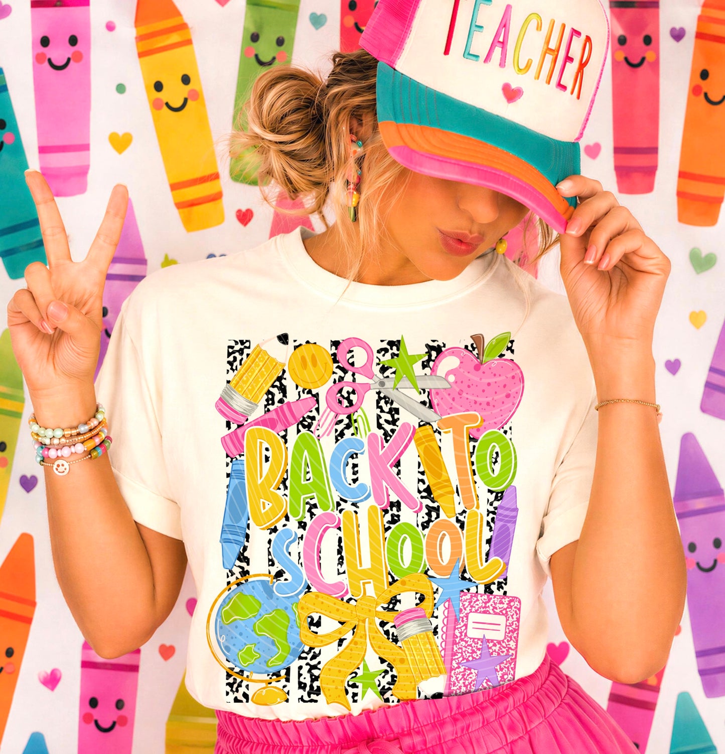 Back To School DTF Transfer | Colorful School Supplies Heat Transfer | Teacher Ready to Press Transfer | First Day of School
