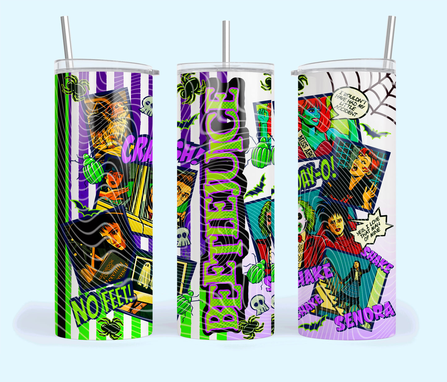 Juice Insulated Tumbler with Plastic Lid and Sealed Reusable Straw | Trendy Halloween Cup | Hot/Cold Tumbler