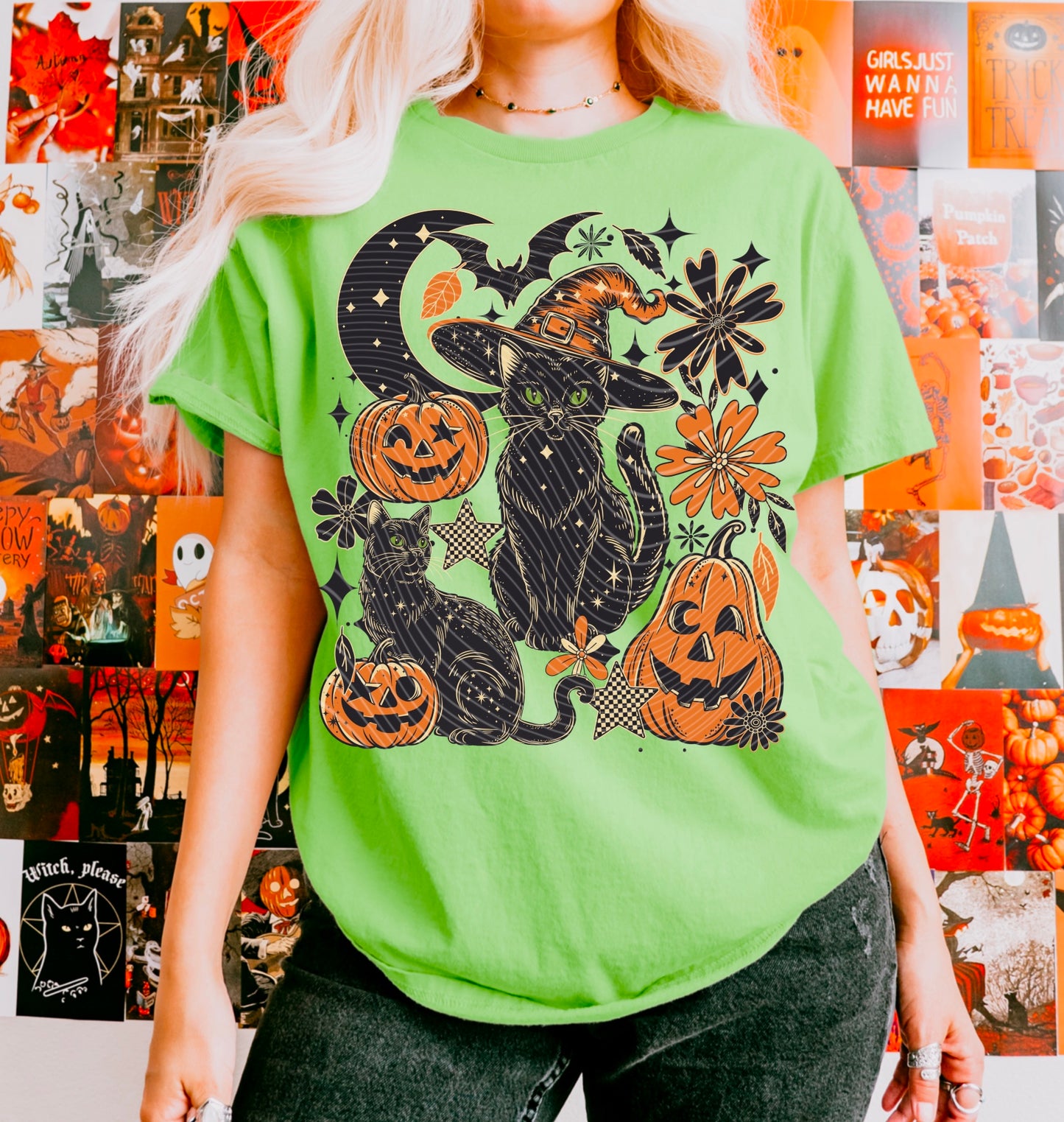 Black Cat DTF Transfer | Trendy Halloween DTF Transfer | High Quality Image Transfers | Ready to Press | Instant Peel