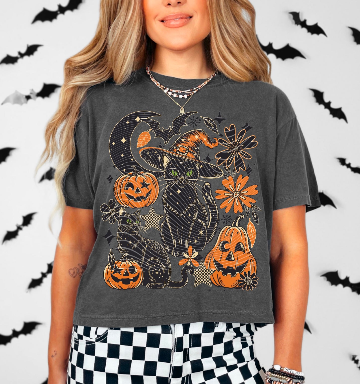 Black Cat DTF Transfer | Trendy Halloween DTF Transfer | High Quality Image Transfers | Ready to Press | Instant Peel