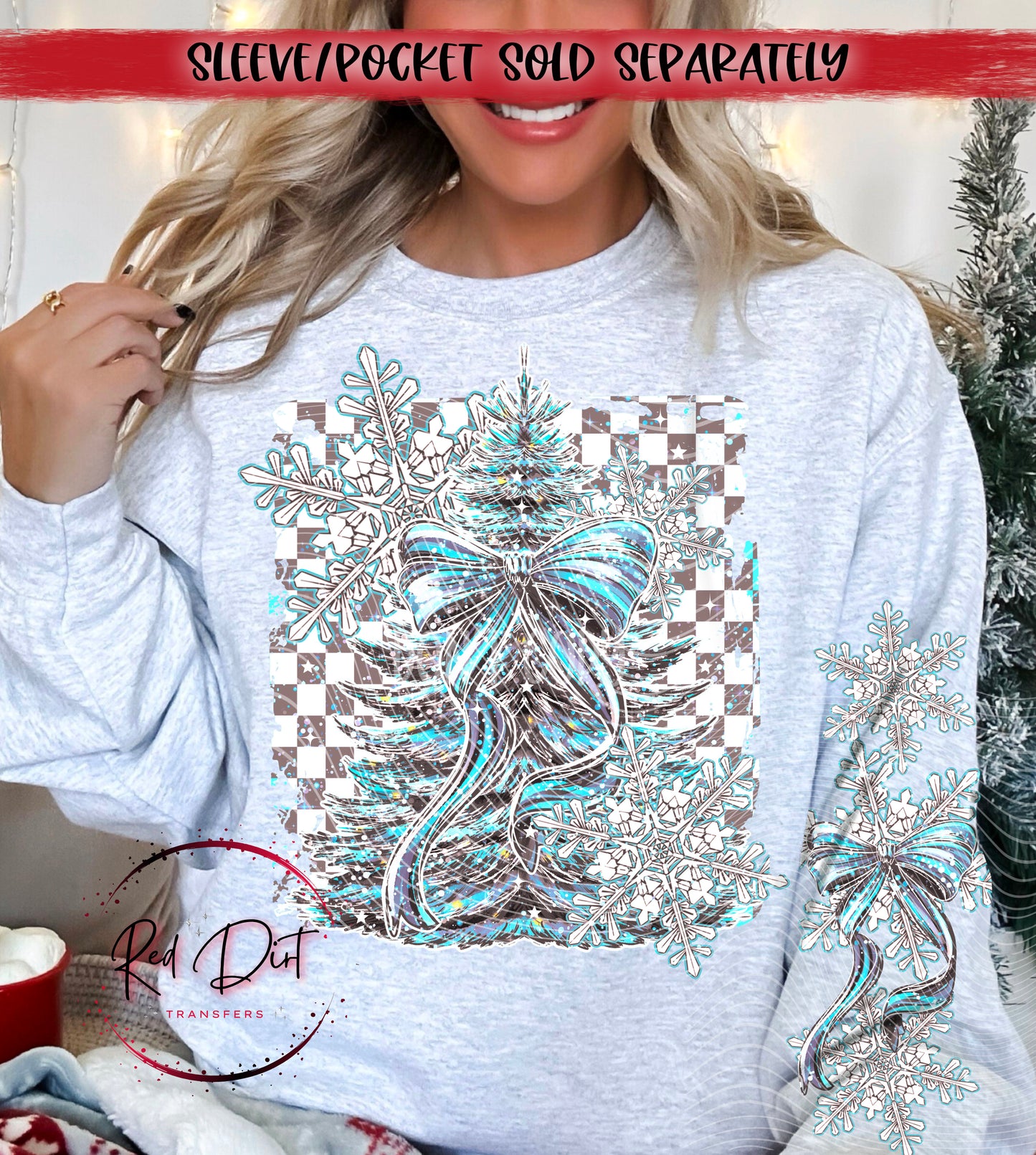 Blue Christmas DTF Transfer | Trendy Christmas DTF Transfer | High Quality Image Transfers | Ready to Press | Instant Peel