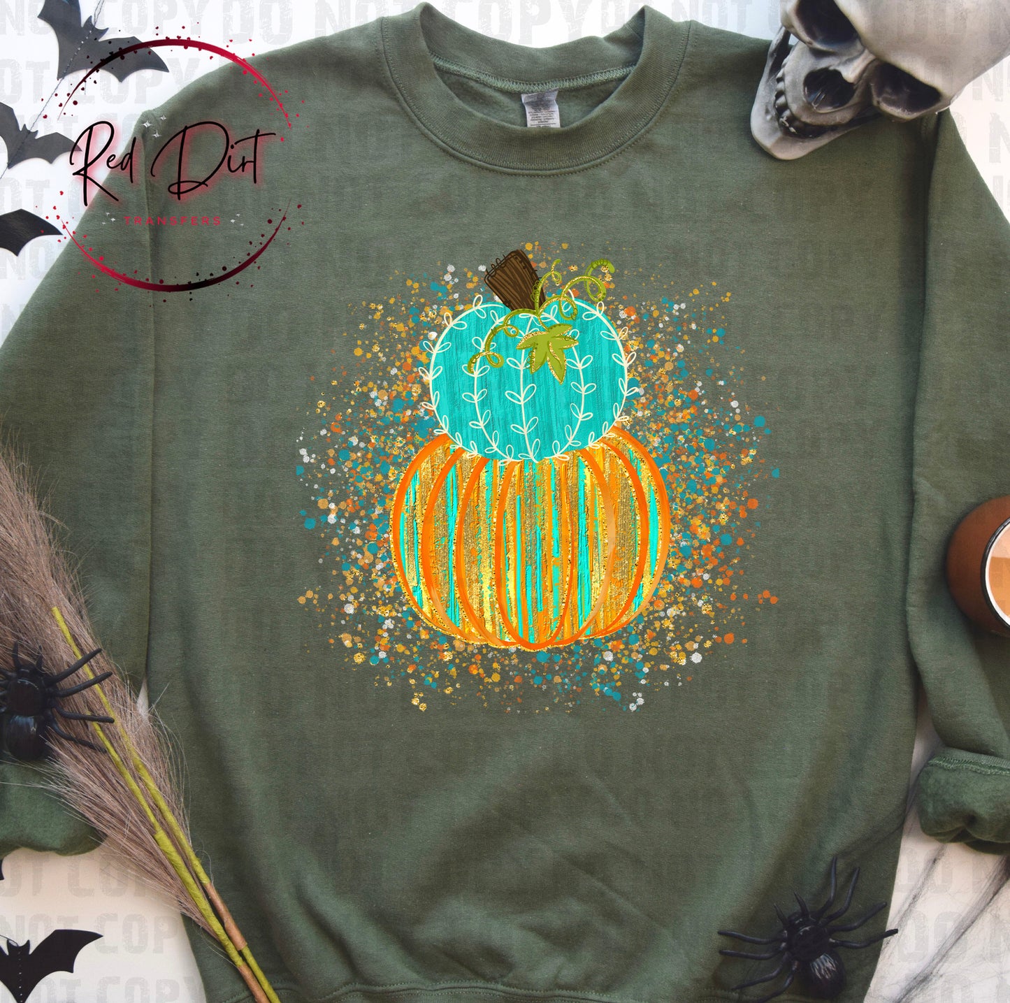 Stacked Pumpkin DTF Transfer | Blue & Orange Pumpkin Heat Transfer | Fall Ready to Press Transfer | Autumn Pumpkin Shirt Design