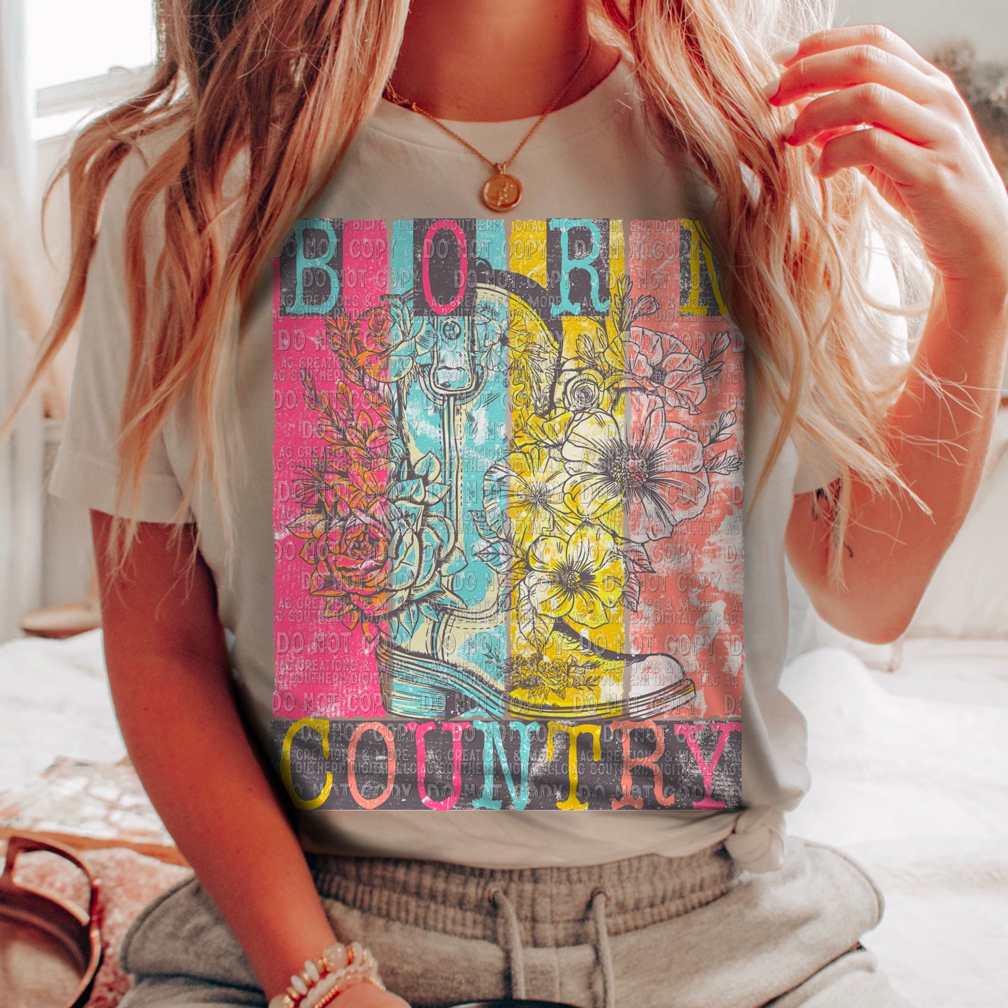 Born Country DTF Transfer | Trendy Boho DTF Transfer | Ready to Press | High Quality DTF Transfers | Fast Shipping