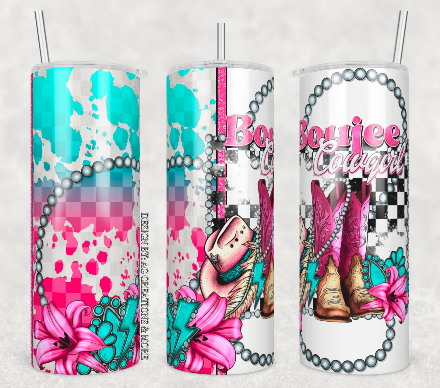 Boujee Cowgirl Insulated Tumbler with Plastic Lid and Sealed Reusable Straw | Trendy Western Cup | Hot/Cold Tumbler