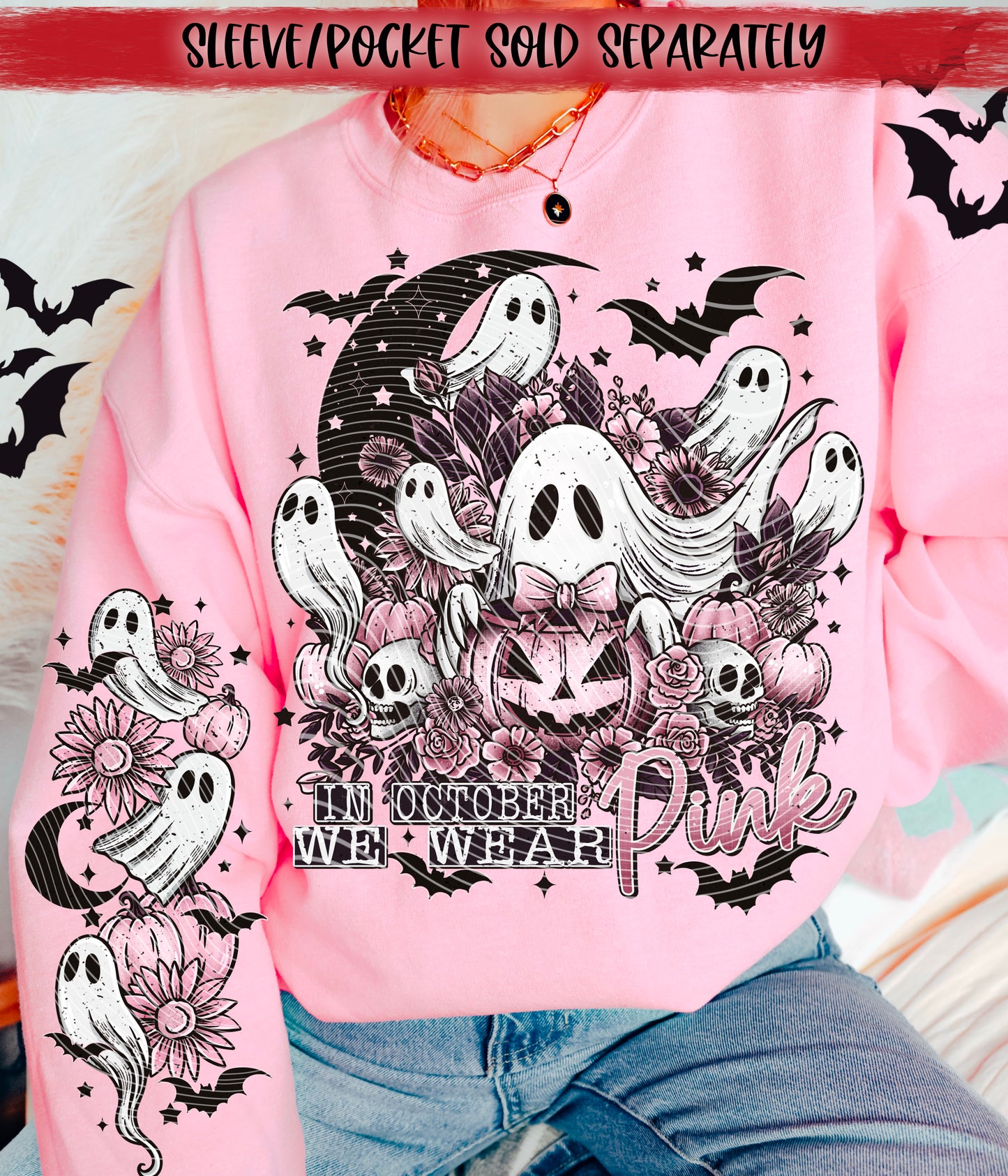 In October We Wear Pink DTF Transfer | Trendy Breast Cancer Awareness DTF Transfer | Ready to Press | High Quality DTF Transfers | Instant Peel