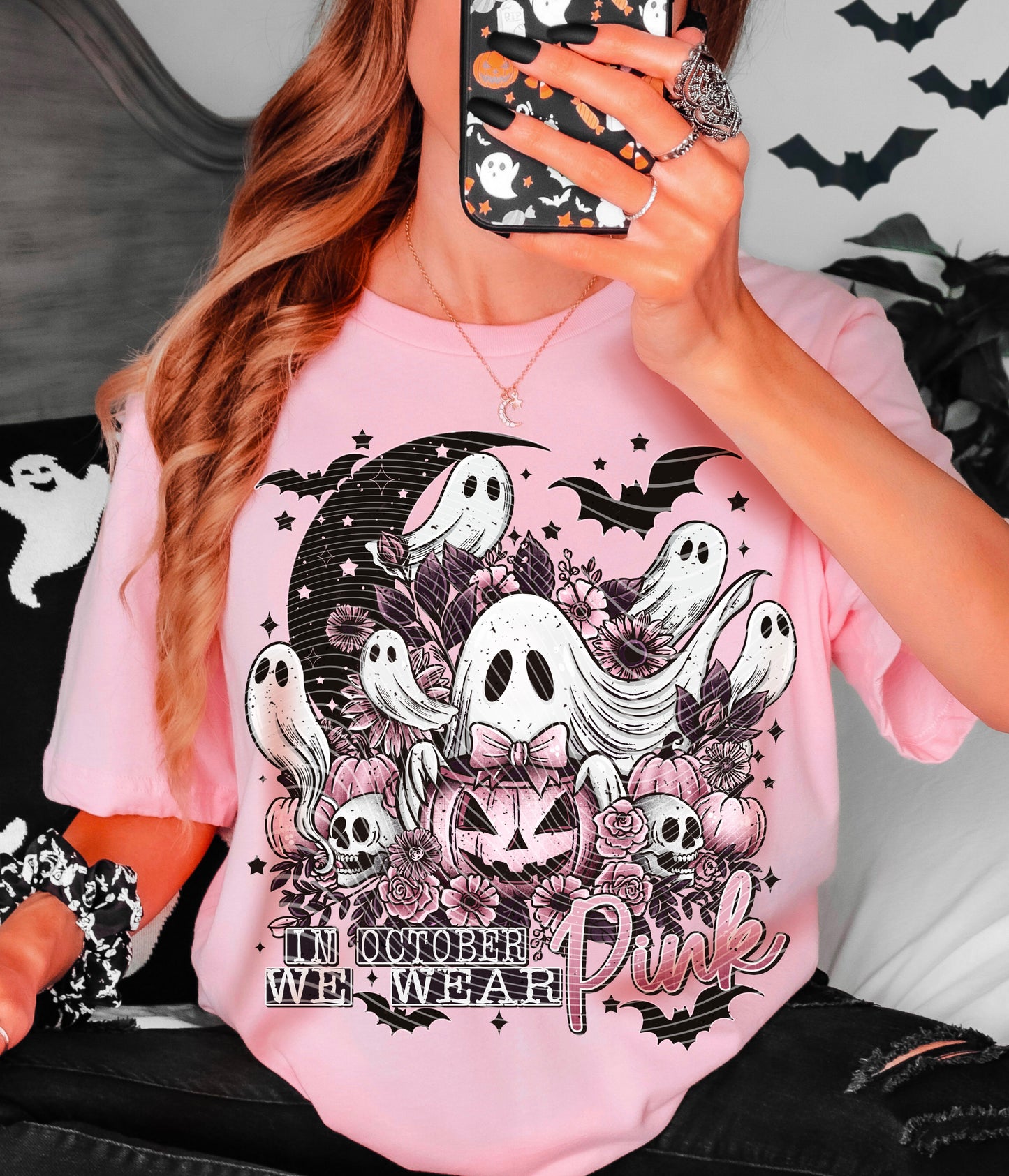 In October We Wear Pink DTF Transfer | Trendy Breast Cancer Awareness DTF Transfer | Ready to Press | High Quality DTF Transfers | Instant Peel