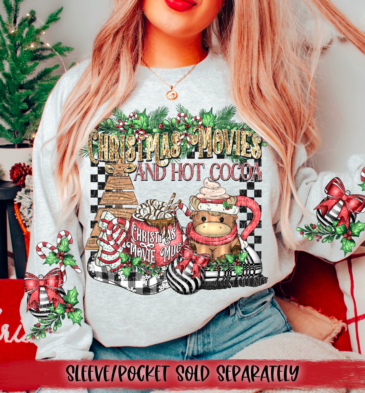 Christmas Movies and Hot Cocoa DTF Transfer | High Quality DTF Transfers | Ready to Press Transfers | Fast Shipping | Cute Christmas Transfers