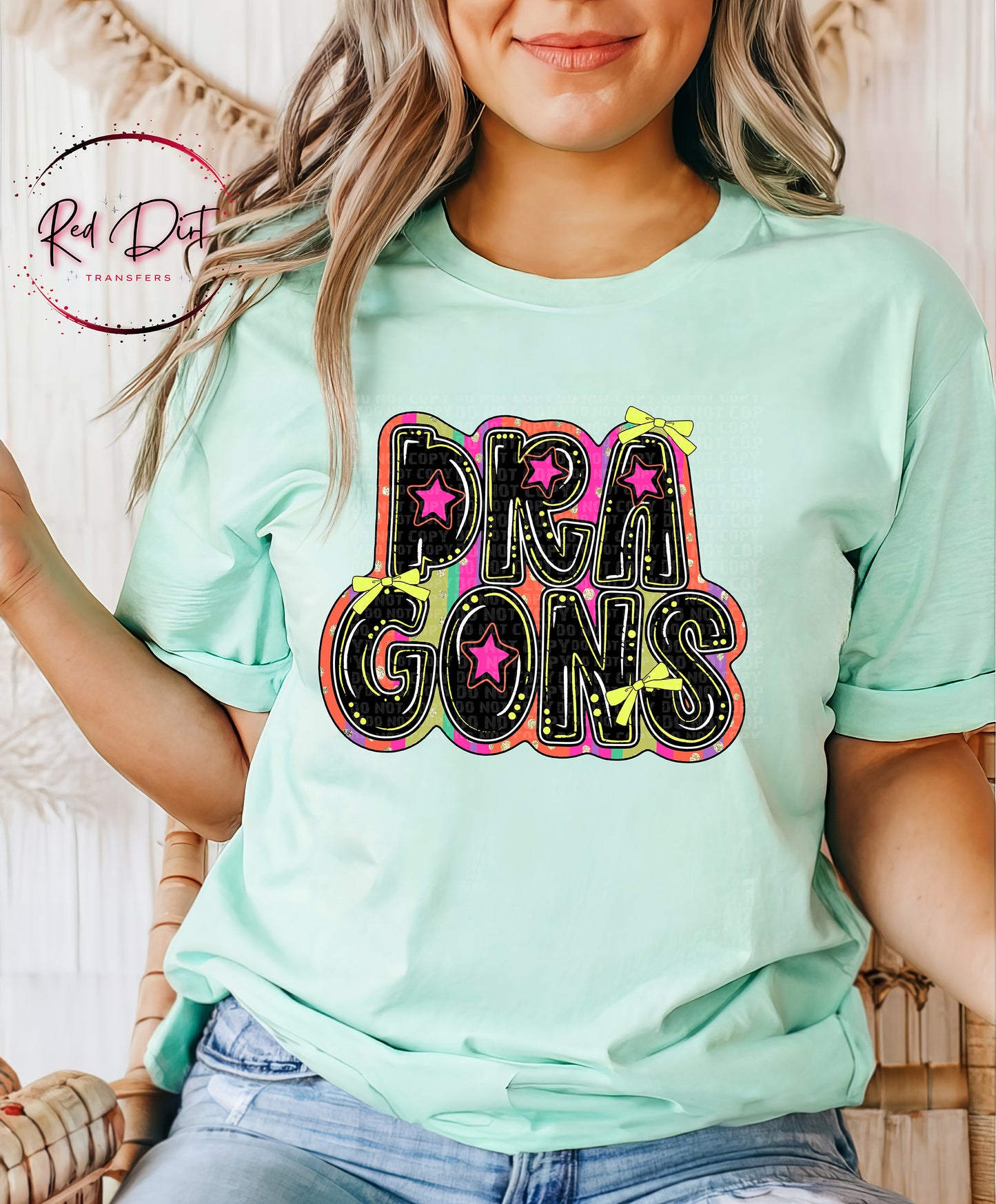 Retro Dragons Mascot T-Shirt | School Spirit Game Day Tee | Colorful School Pride Shirt