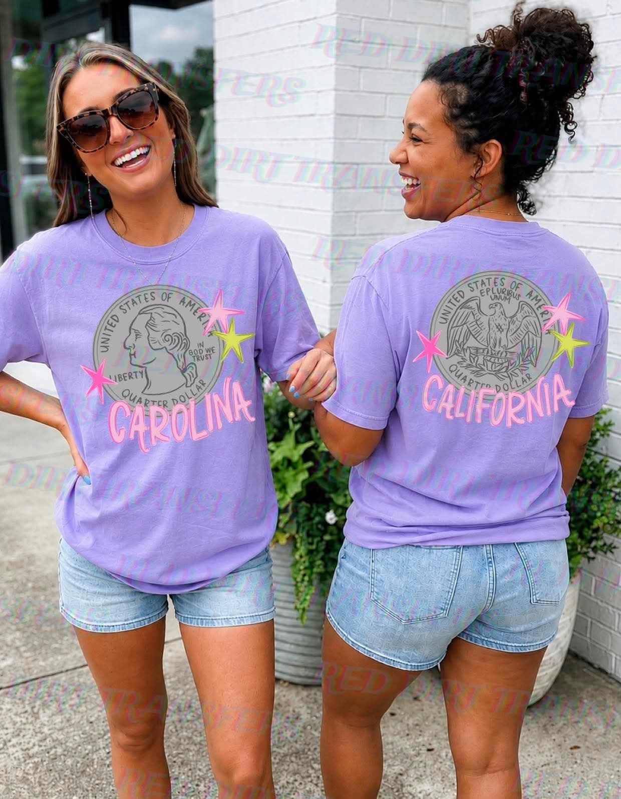 Heads Carolina Front and Back DTF Transfer | Custom State Shirt Transfer | Front and Back Transfer Included | Retro State Tee Design