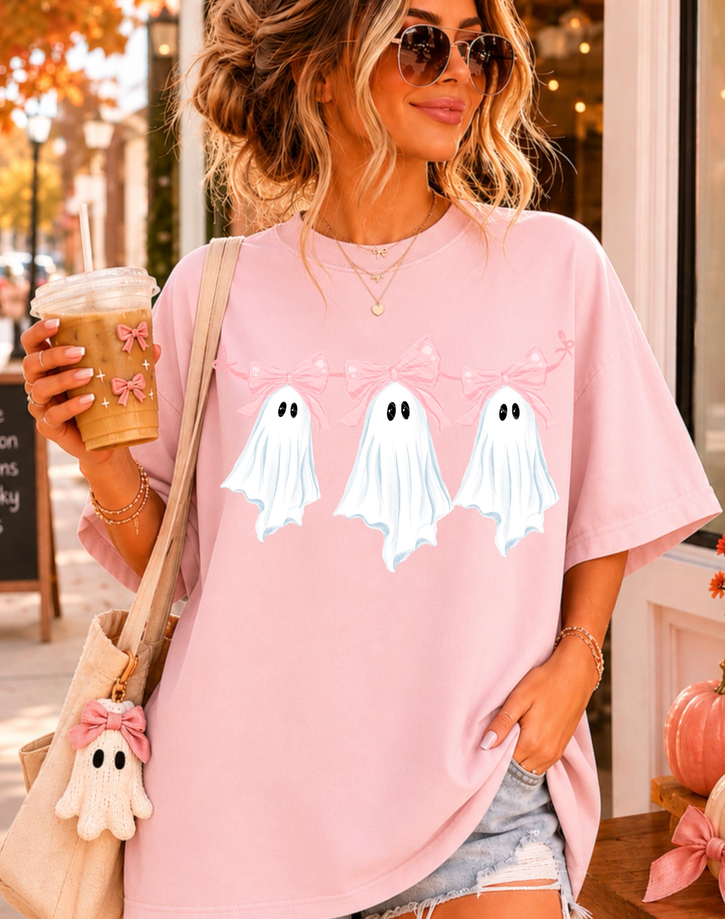 Coquette Ghost Trio DTF Transfer | Pink Bow Ghost Heat Transfer | Cute Halloween Transfer | Ready to Press DTF