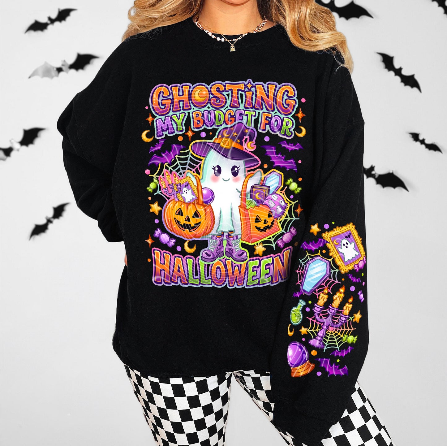 Ghosting My Budget for Halloween DTF Transfer | Cute Ghost Halloween Heat Transfer | Funny Spooky Shirt Transfer