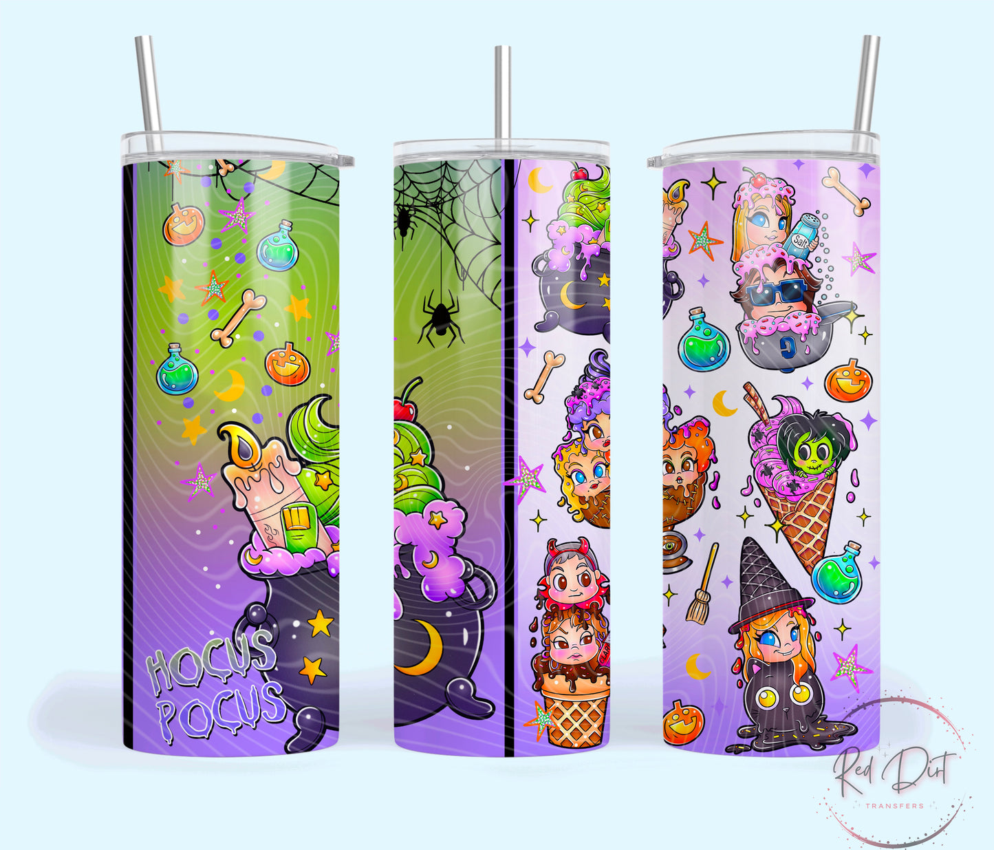 Witches Ice Cream Insulated Tumbler with Plastic Lid and Sealed Reusable Straw | Trendy Summer Cup | Hot/Cold Tumbler