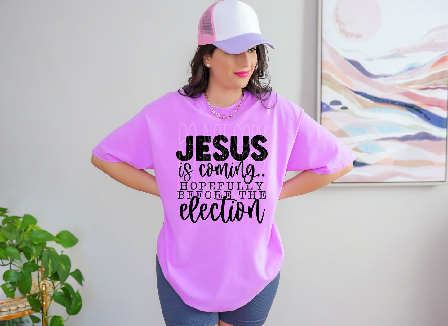 Jesus is Coming Hopefully Before the Election DTF Transfer | Trendy Christian DTF Transfer | High Quality Image Transfers | Ready to Press | Fast Shipping