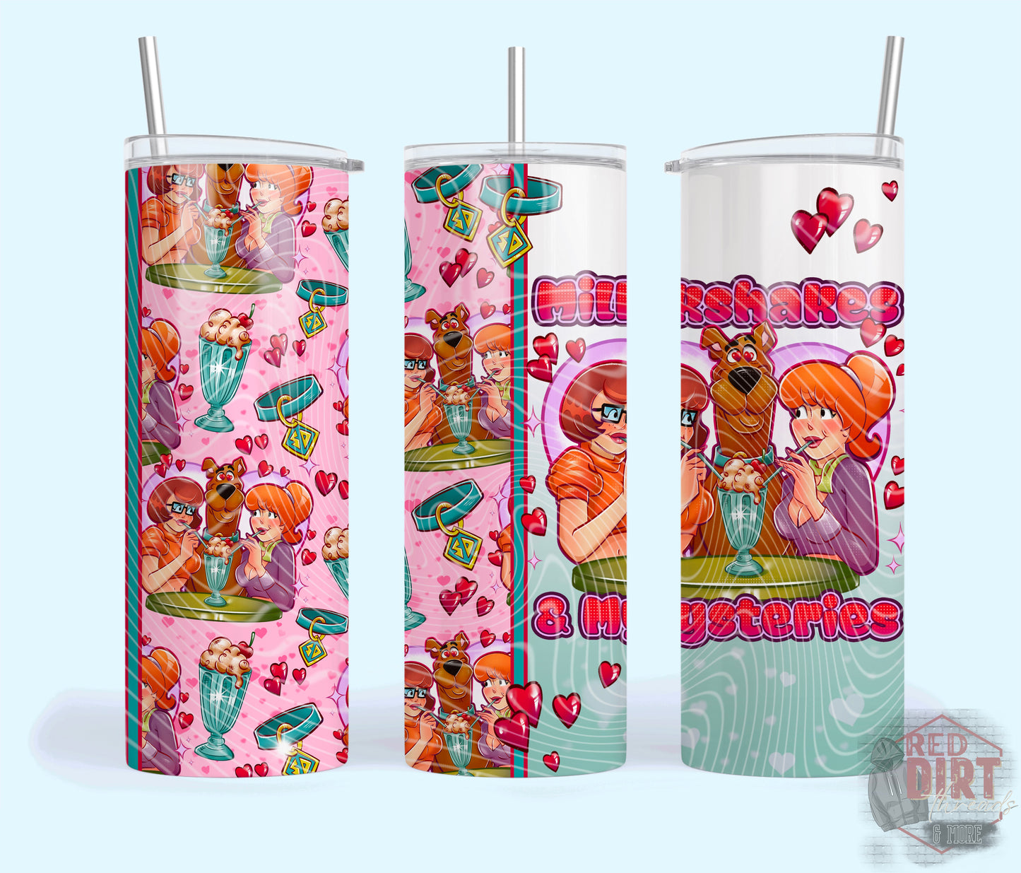Milkshakes and Mysteries Insulated Tumbler with Plastic Lid and Sealed Reusable Straw | Trendy Throwback Cup | Hot/Cold Tumbler