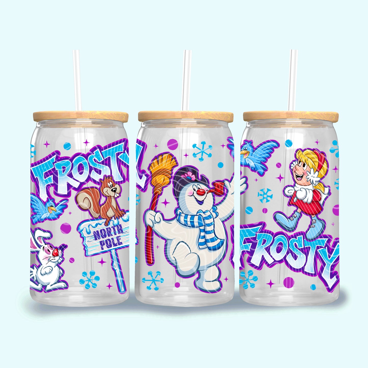 Jolly Snowman UV DTF Libbey Transfer | Trendy Christmas Libbey Wrap | Ready to Transfer | High Quality | Waterproof UV Transfer