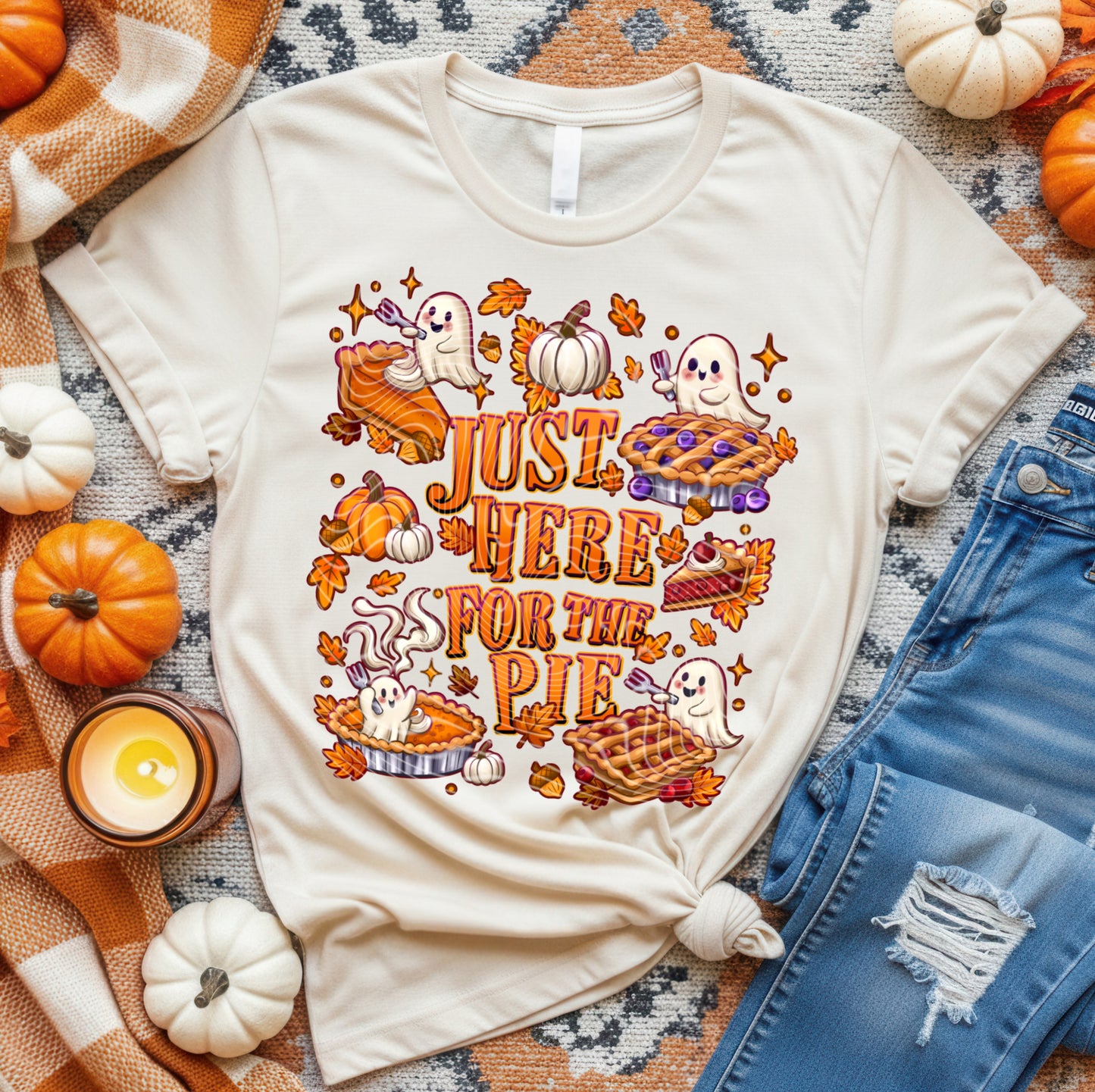 Just Here For The Pie DTF Transfer | Trendy Thanksgiving DTF Transfer | High Quality Image Transfers | Ready to Press | Instant Peel