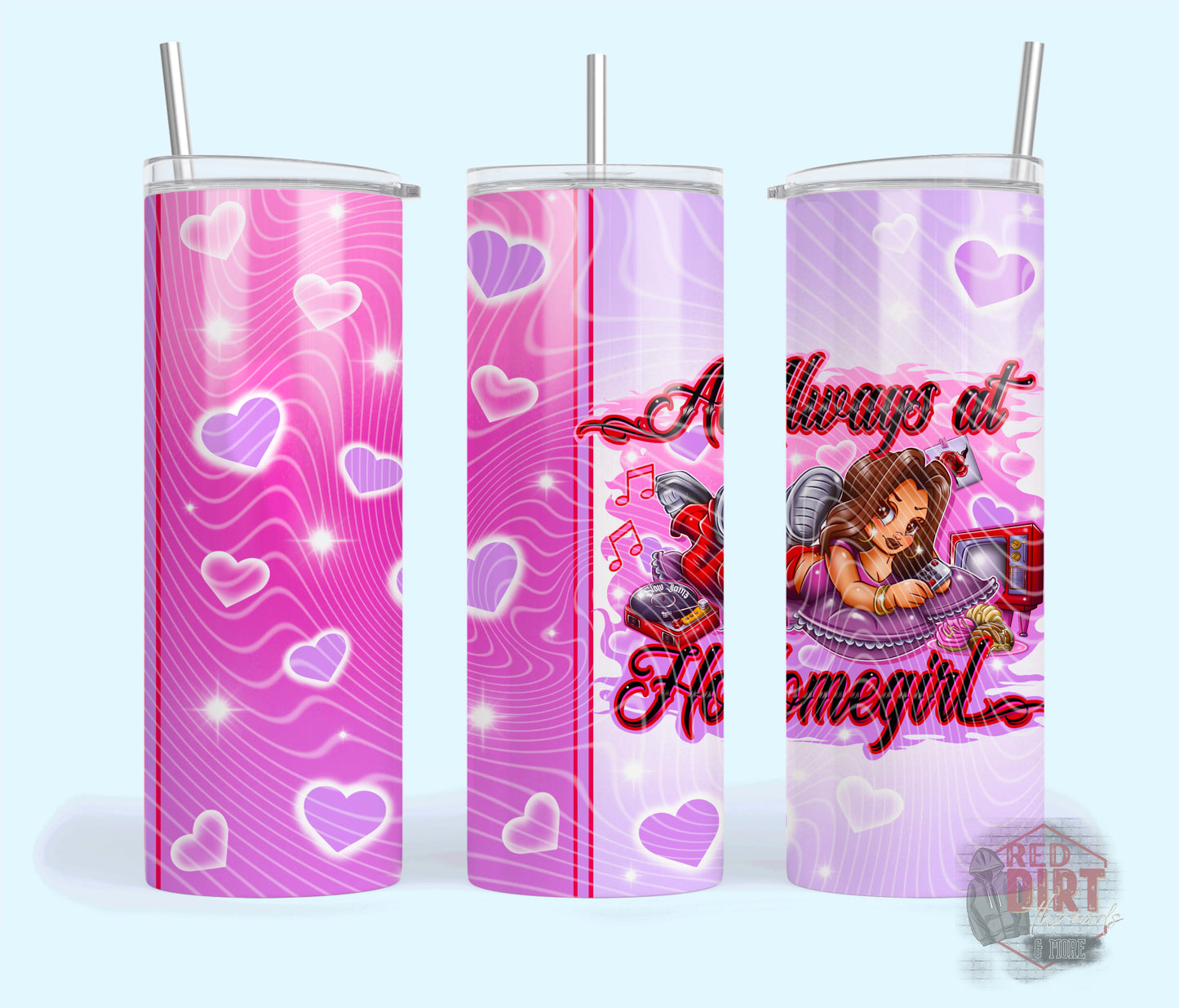 Always At Home Insulated Tumbler with Plastic Lid and Sealed Reusable Straw | Trendy Throwback Cup | Hot/Cold Tumbler